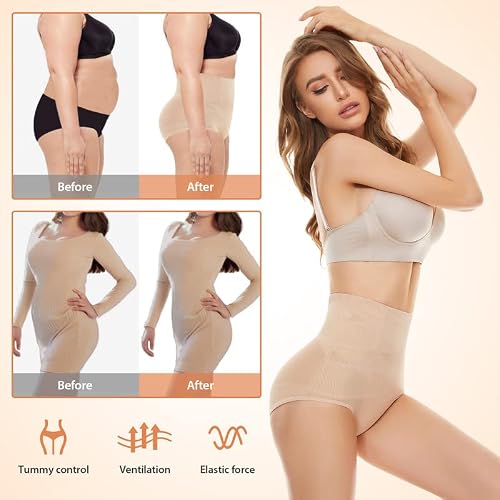 Detalle de SIMIYA Women Tummy Control Knickers High Waisted Shapewear – Beige