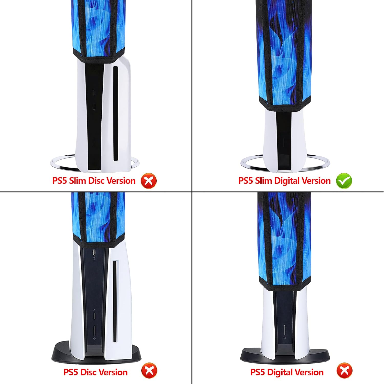 Detalle de Playvital Vertical Dust Cover for PS5 Slim Digital Edition (Blue Flame)