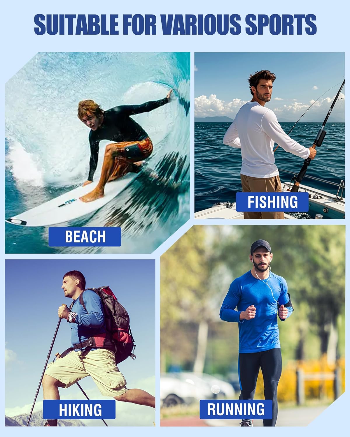 Detalle 2 de SUNTASY Men's Long-Sleeve Sun Protection Swim Shirt