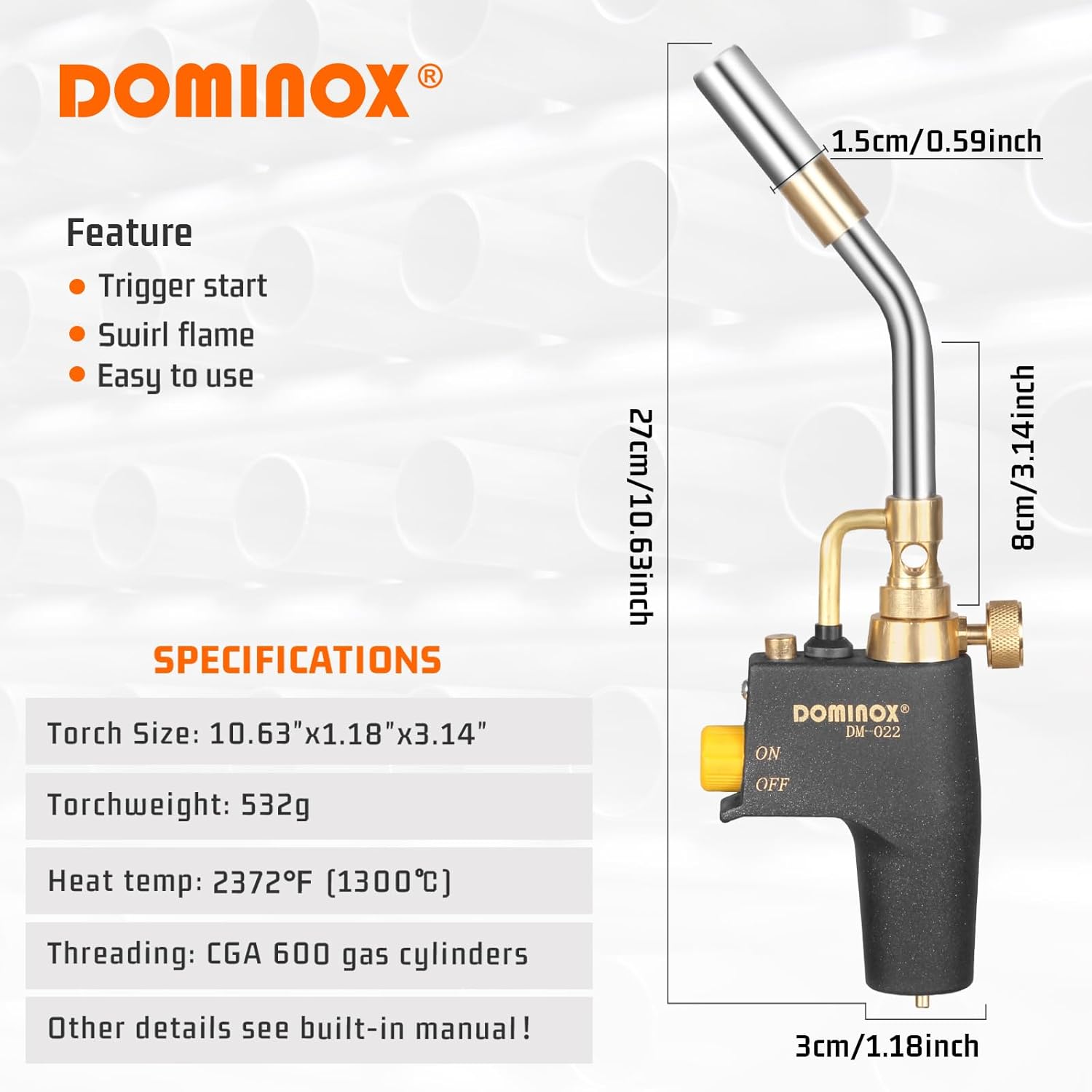 Thumbnail 2 de DOMINOX Propane Torch Head for High Intensity Soldering 🧯