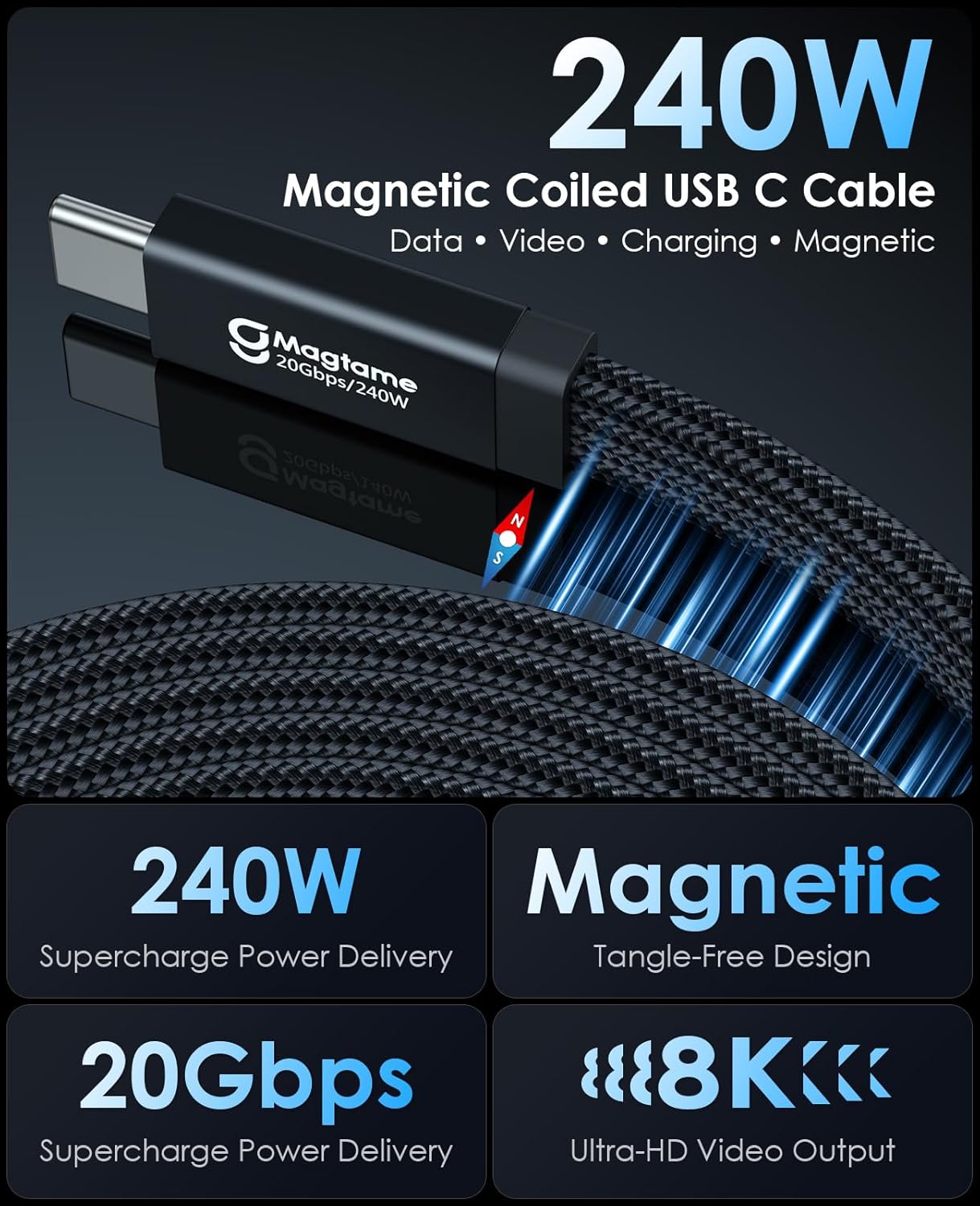 Thumbnail 1 de Magtame 240W Magnet USB‑C zu USB‑C Kabel 0,7m