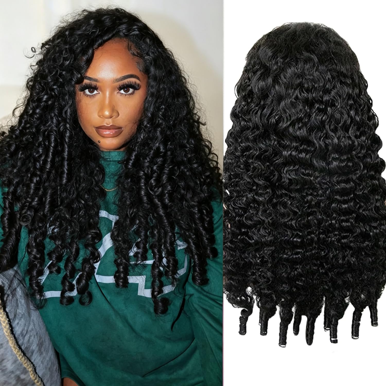 Thumbnail 6 de biuteew 28 Inch 13x6 HD Lace Front Burmese Curly Human Hair Wig, 200% Density