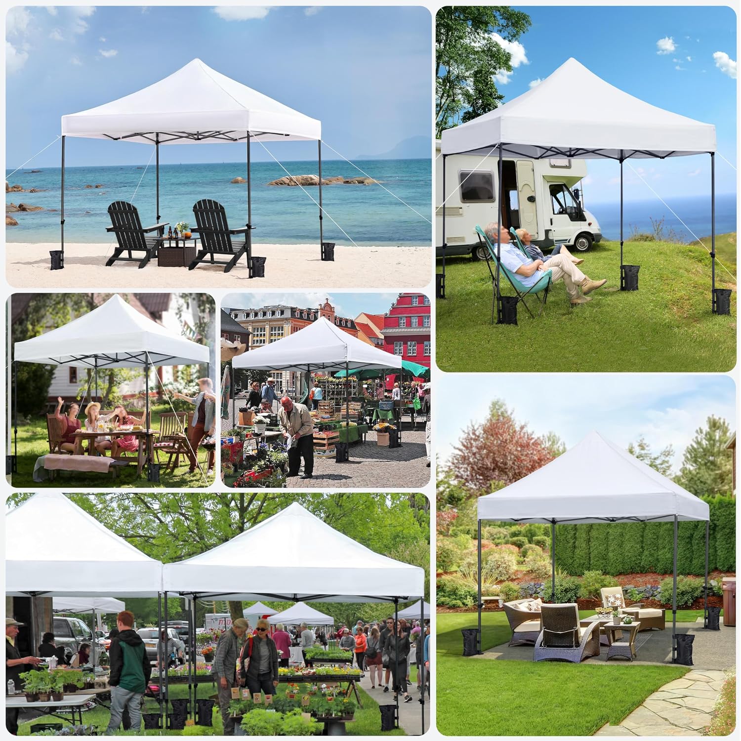 Detalle 2 de Yaheetech YThfd40001001 10 x 10 ft Pop-Up Canopy, White, UPF 50+