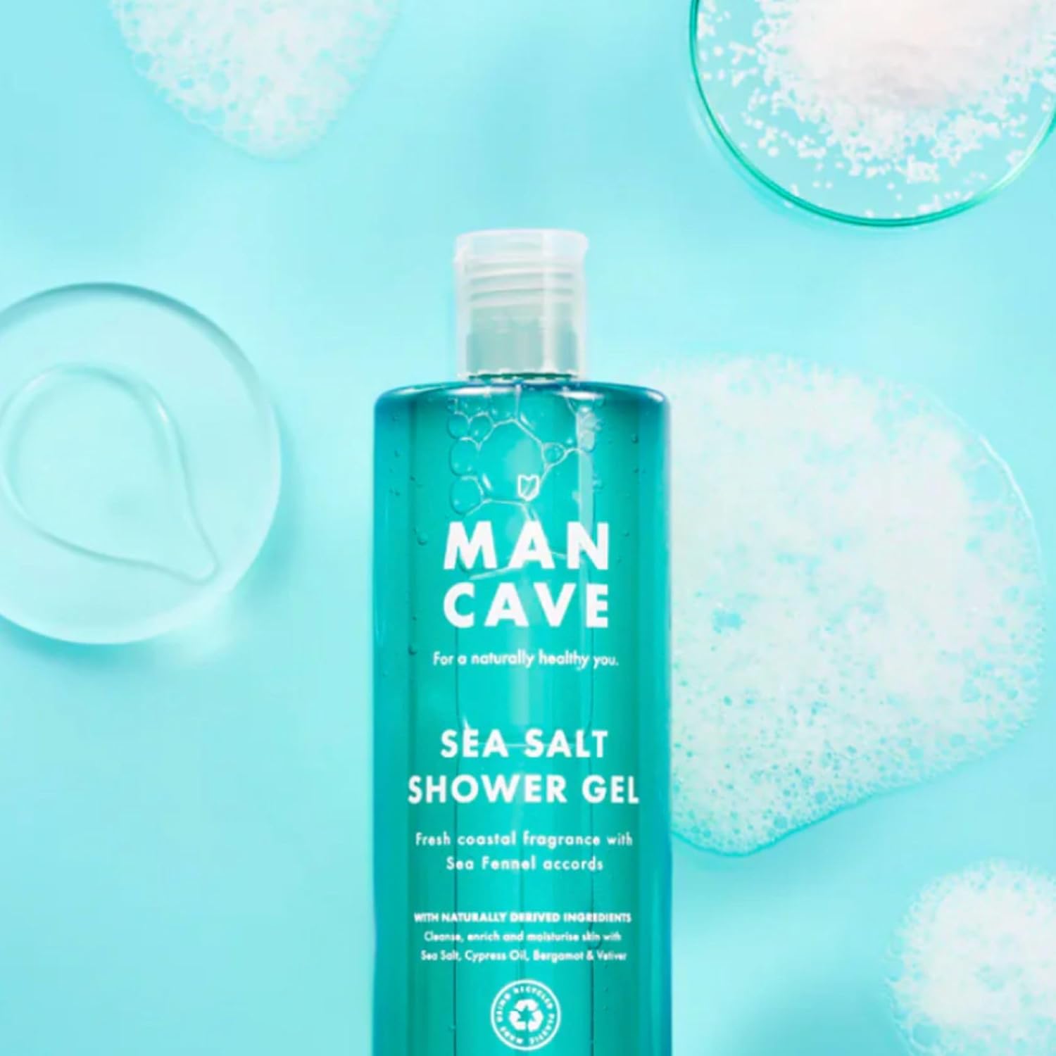 Thumbnail 5 de ManCave Coffret Cadeau Hommes – Lot Gel Douche 4x500 ml (Menthe, Citron et Chêne, Bois de Cèdre et Sel de Mer) – Vegan, Sans Sulfate, Made in England