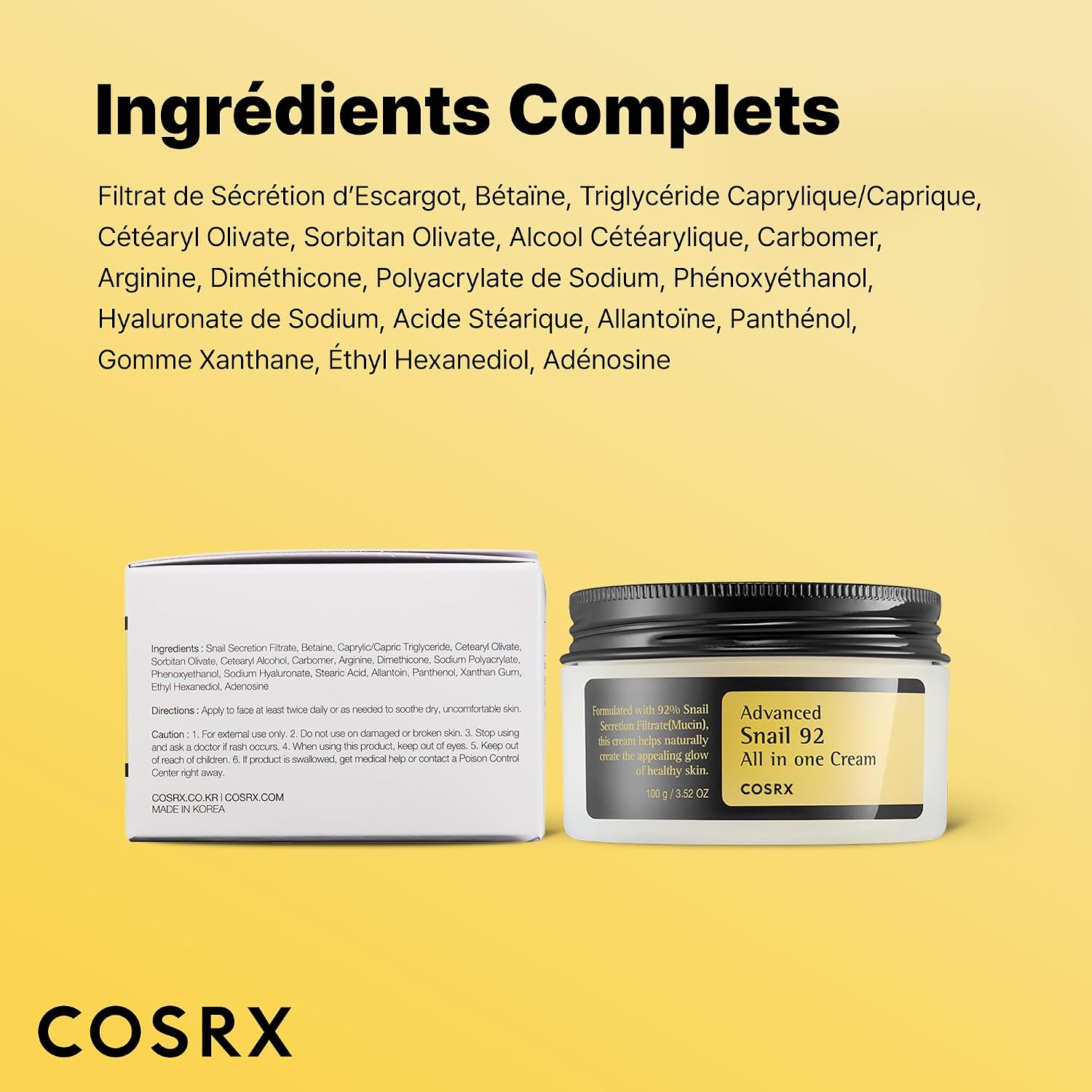 Thumbnail 6 de COSRX Advanced Snail 92 Crème Tout en Un 100 ml — soin hydratant réparateur à la mucine d’escargot