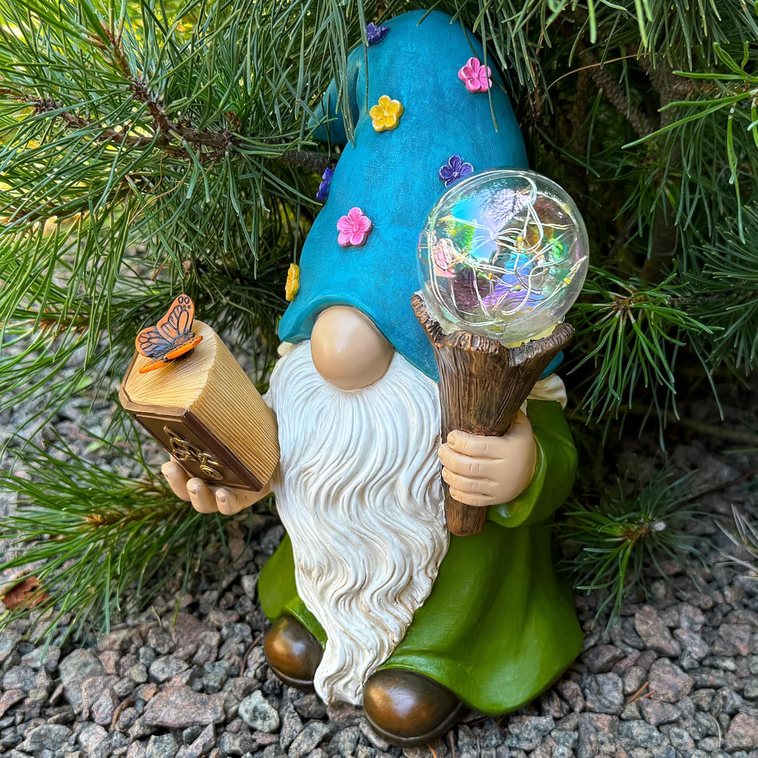 Thumbnail 4 de Solar Magician Gnome 9.45 Inch Solar Garden Statue