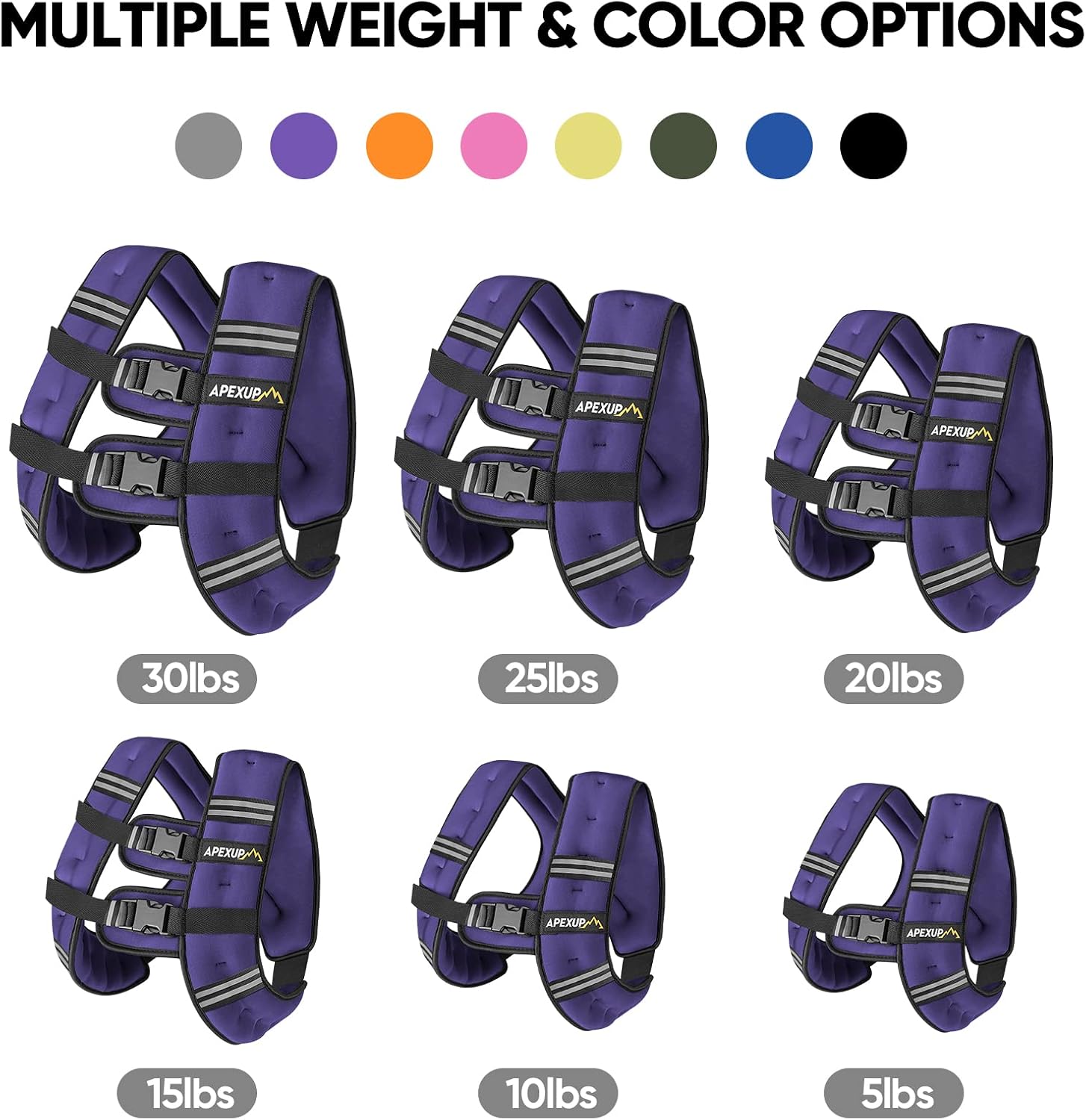 Detalle de APEXUP 15 lb Weighted Vest with Reflective Strips and Mesh Pocket
