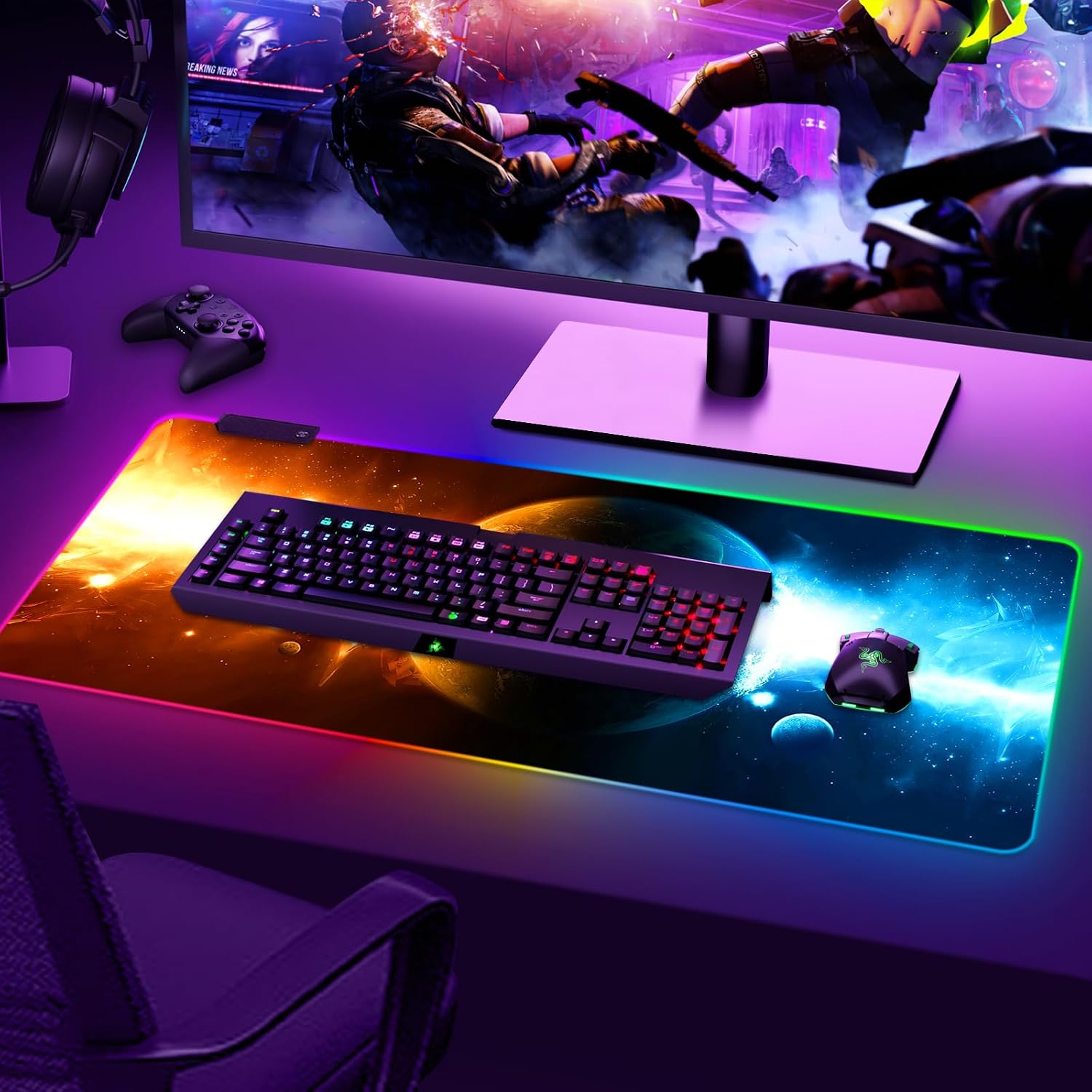 Detalle de ARTSO RGB Gaming Mouse Pad, XXL 35.4 x 15.7-Inch Extended Mat