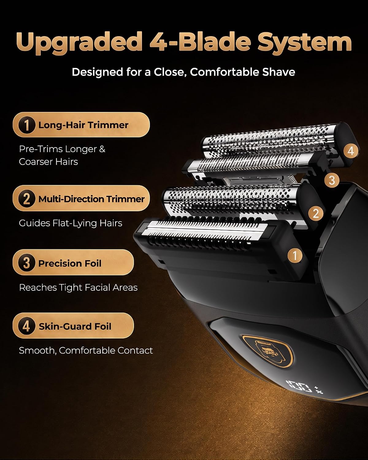 Detalle 2 de EchoByte Electric Foil Shaver with 4 Floating Blades