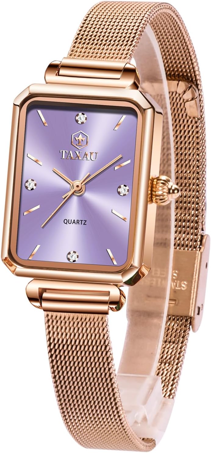 Detalle de Taxau Damenuhr – elegante Edelstahlquarz mit Diamant-Zifferblatt und 30 m Wasserdicht