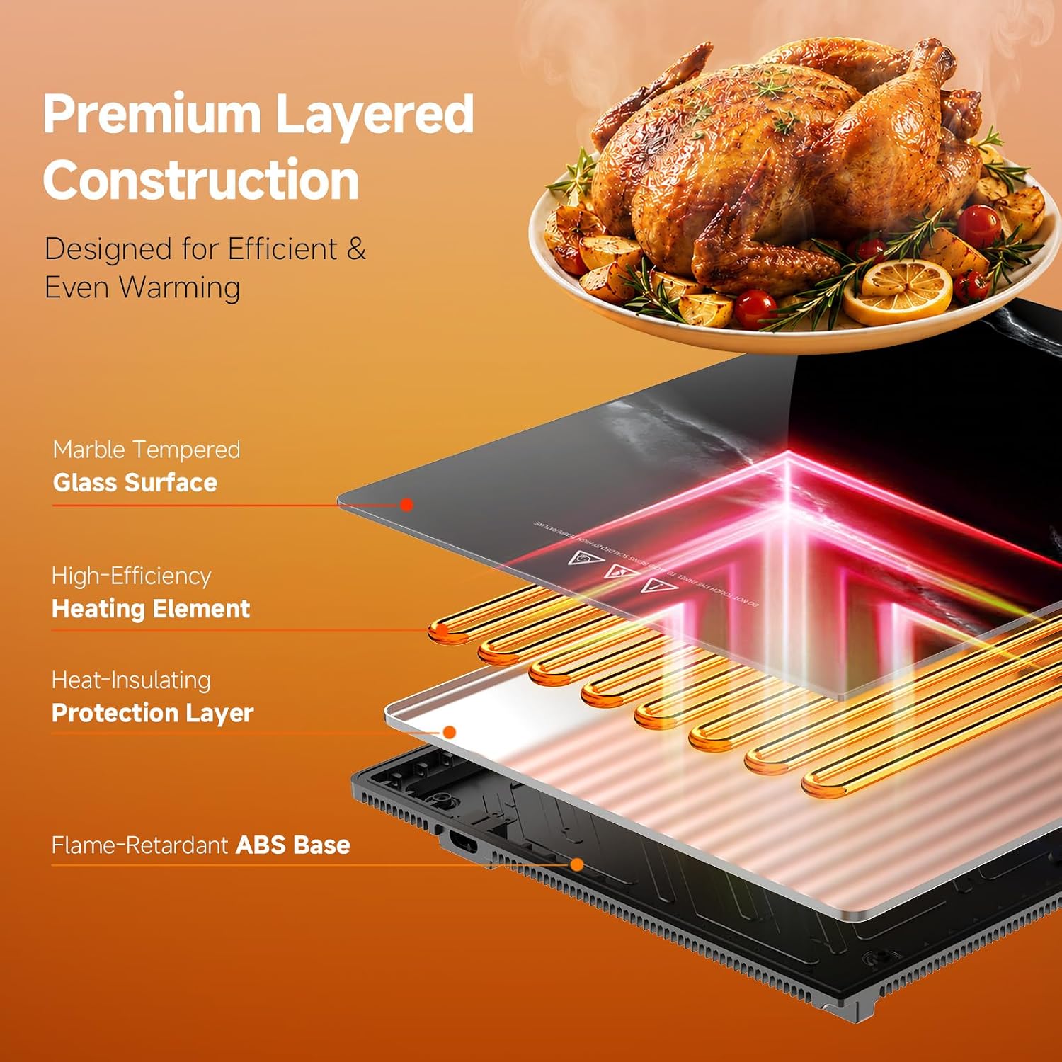Thumbnail 6 de FEPPO HF-PJ03-4 Electric Warming Tray, 47" x 15" Modular Glass Surface