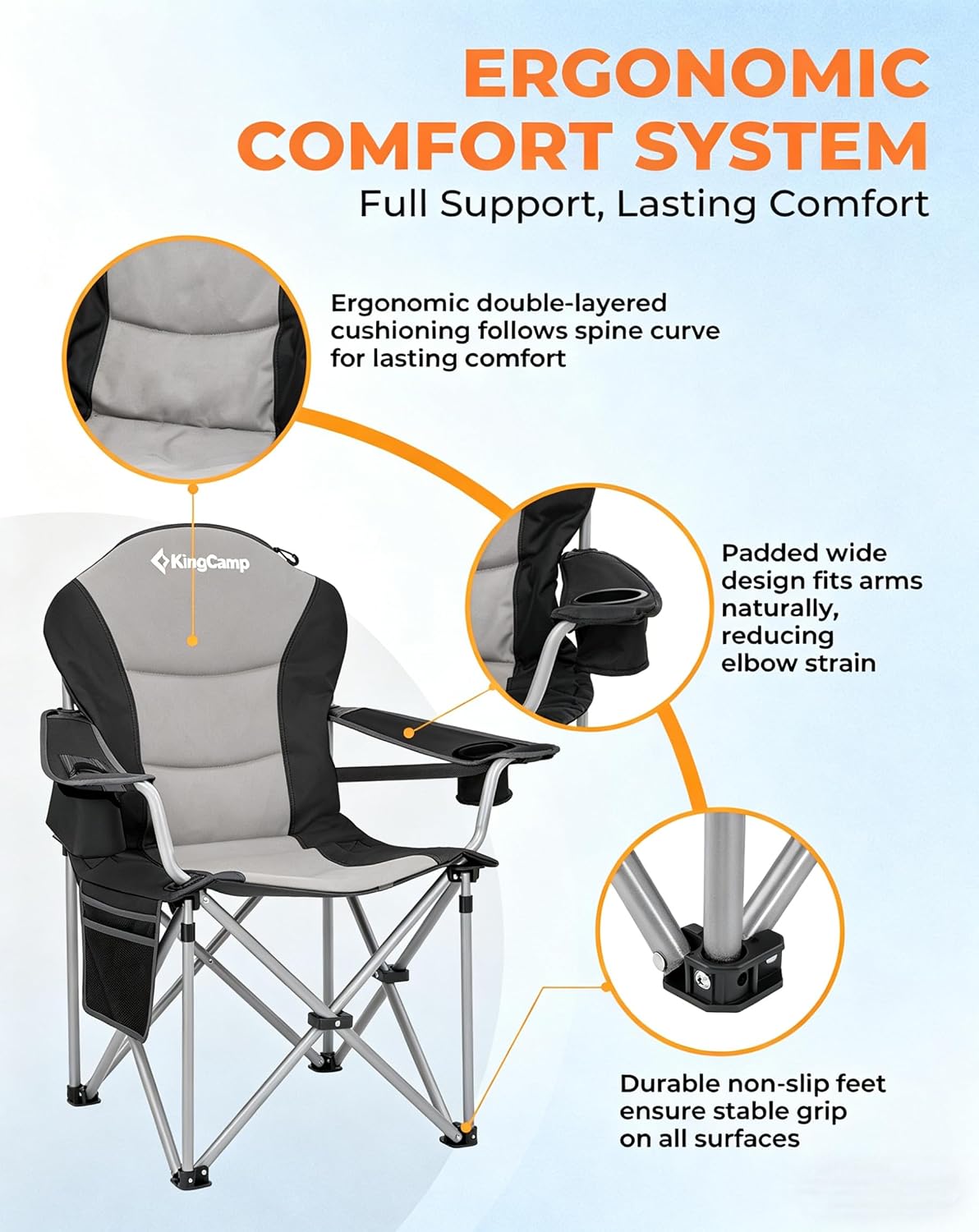 Thumbnail 6 de KingCamp XXL Heavy Duty Folding Camping Chair with Adjustable Lumbar Support