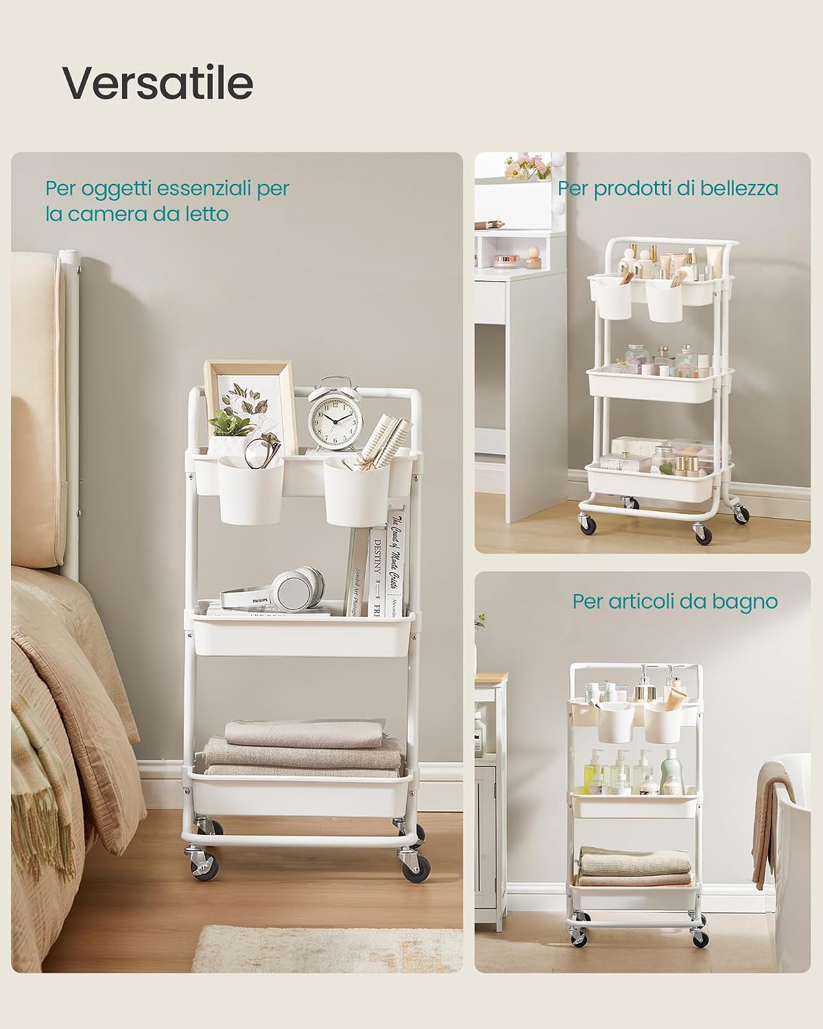 Detalle 2 de SONGMICS Carrello Scorrevole 3 livelli