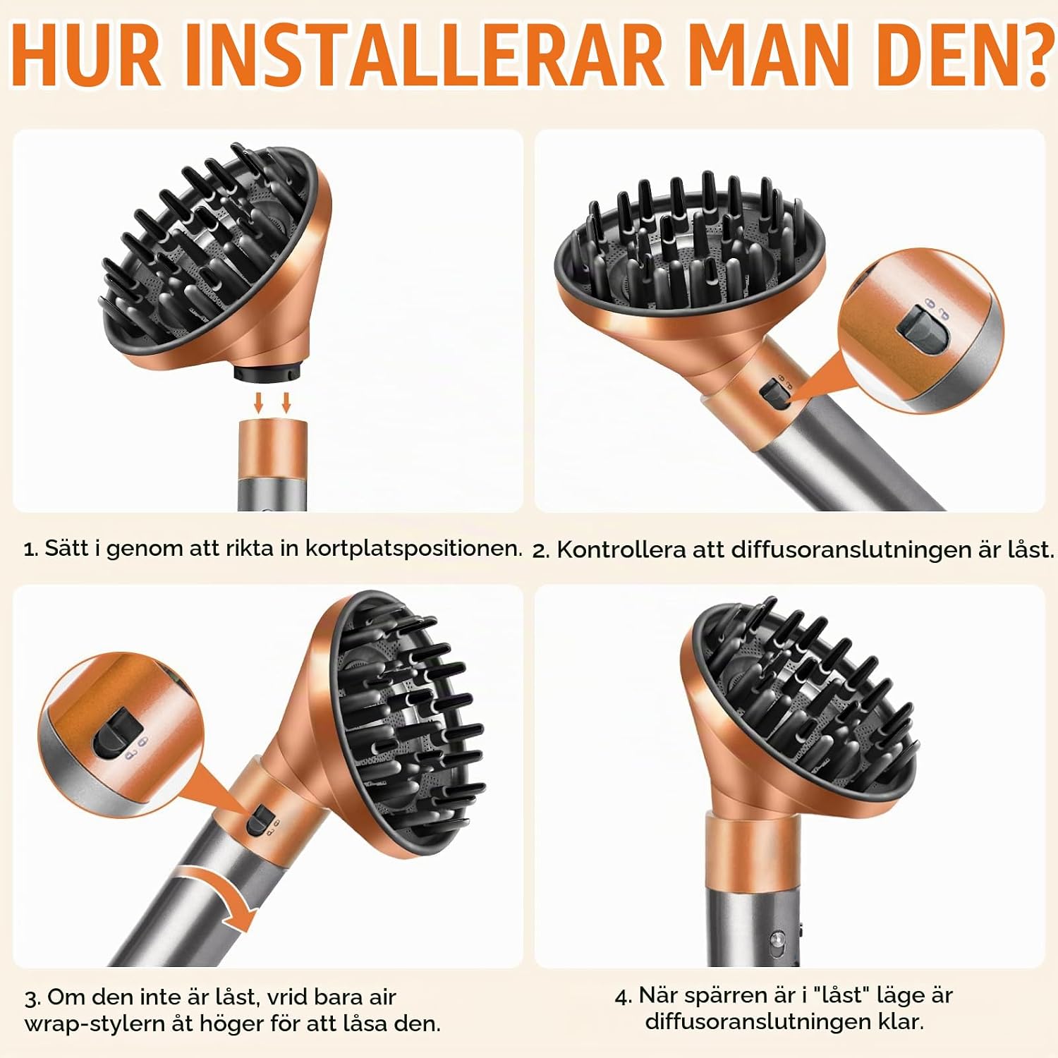 Thumbnail 4 de Chuancheng diffusorfäste för Dyson Airwrap, uppgraderat i guld
