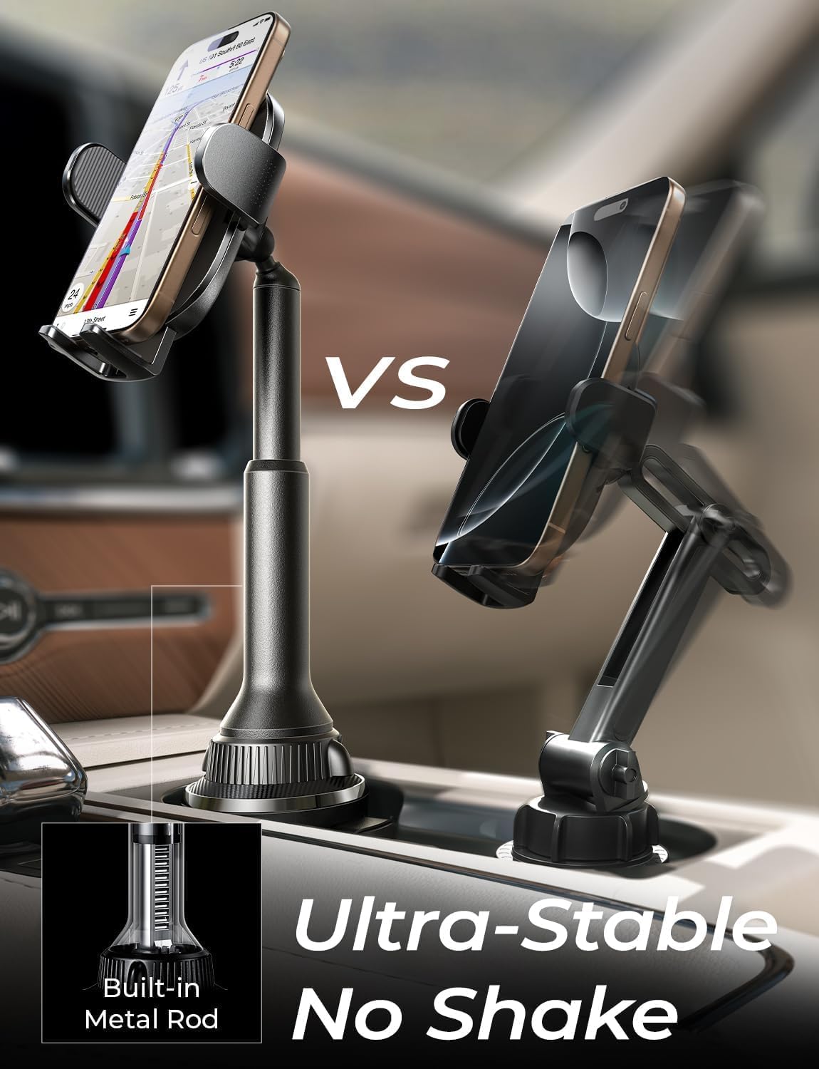 Detalle de LISEN Cup Holder Phone Mount 360° for iPhone 17 Pro Max