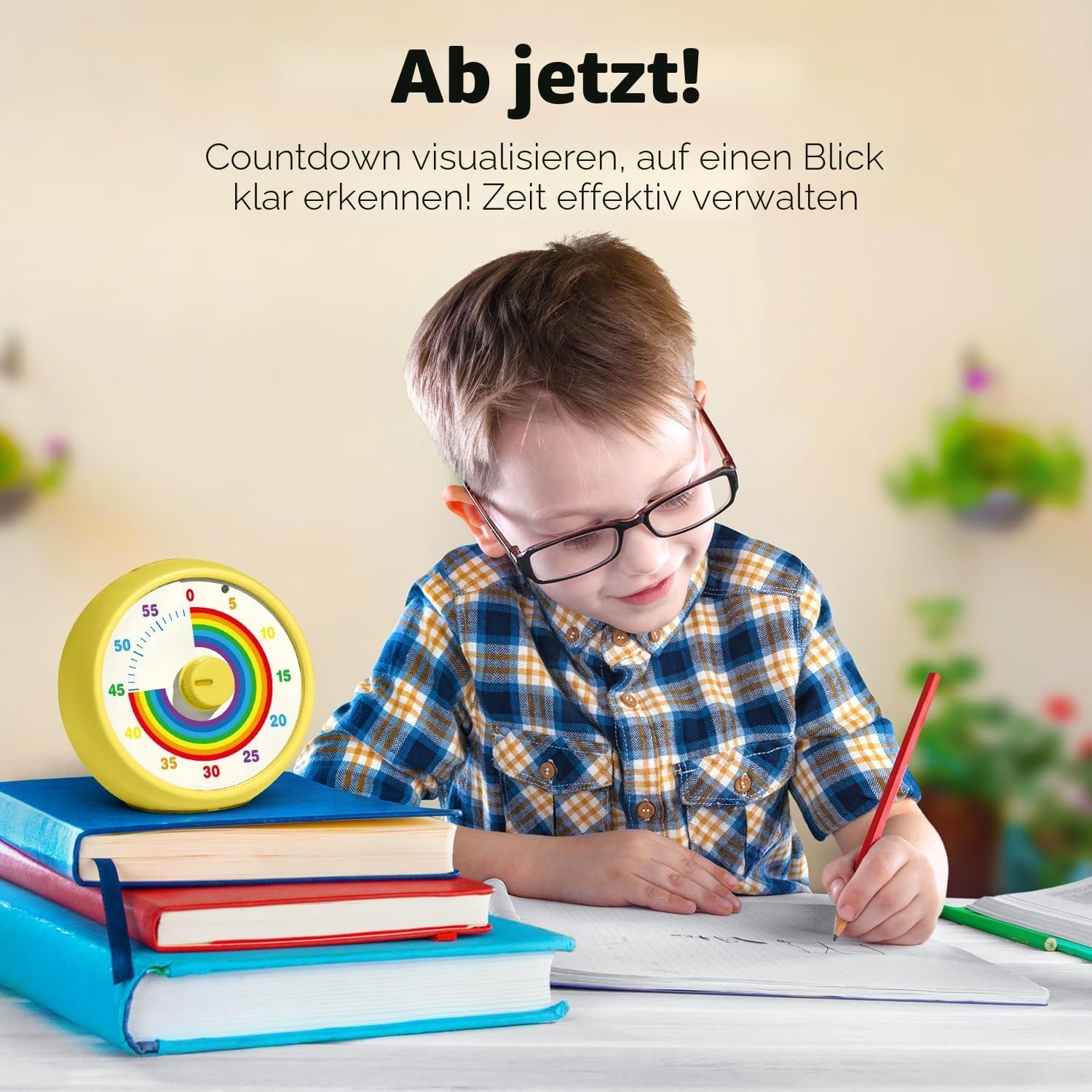 Thumbnail 3 de kiecky squirrel visueller Timer für Kinder – 60-Minuten Countdown mit leisem Betrieb (Tomato Time, Regenbogenmuster)