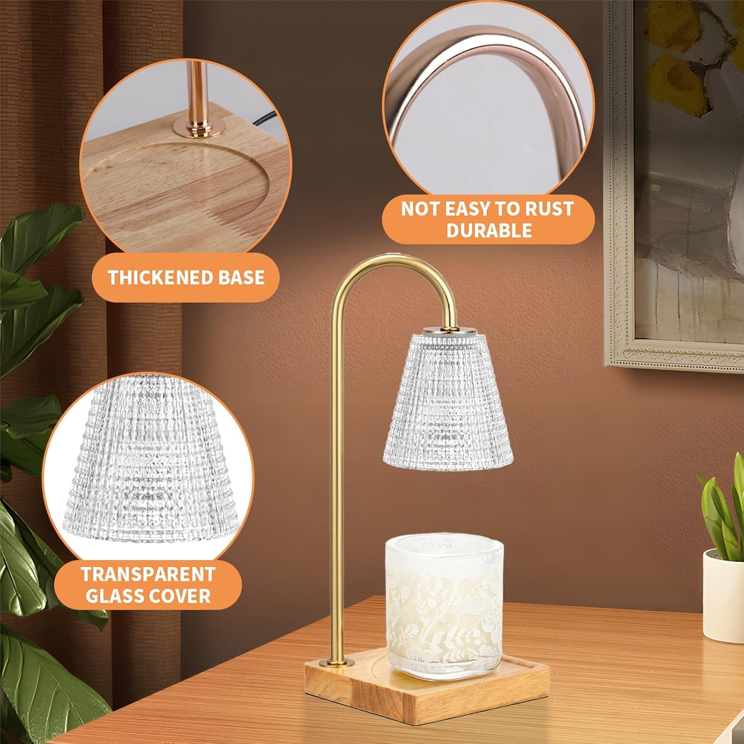 Thumbnail 3 de Candle Warmer Lamp with Timer & Dimmer (2 Bulbs) electric flameless wax melt warmer