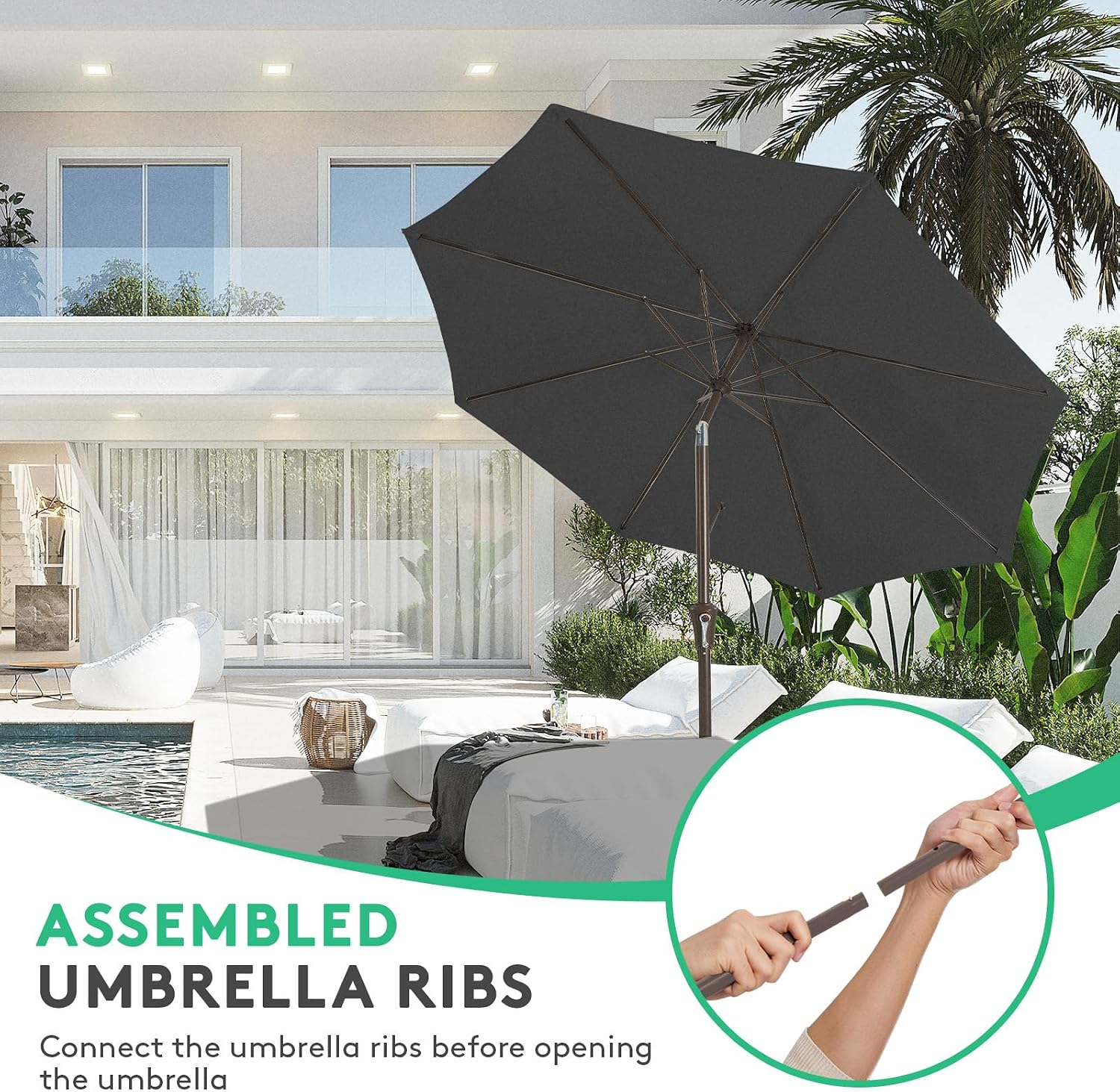 Detalle de JEAREY Patio Umbrella 10-Foot
