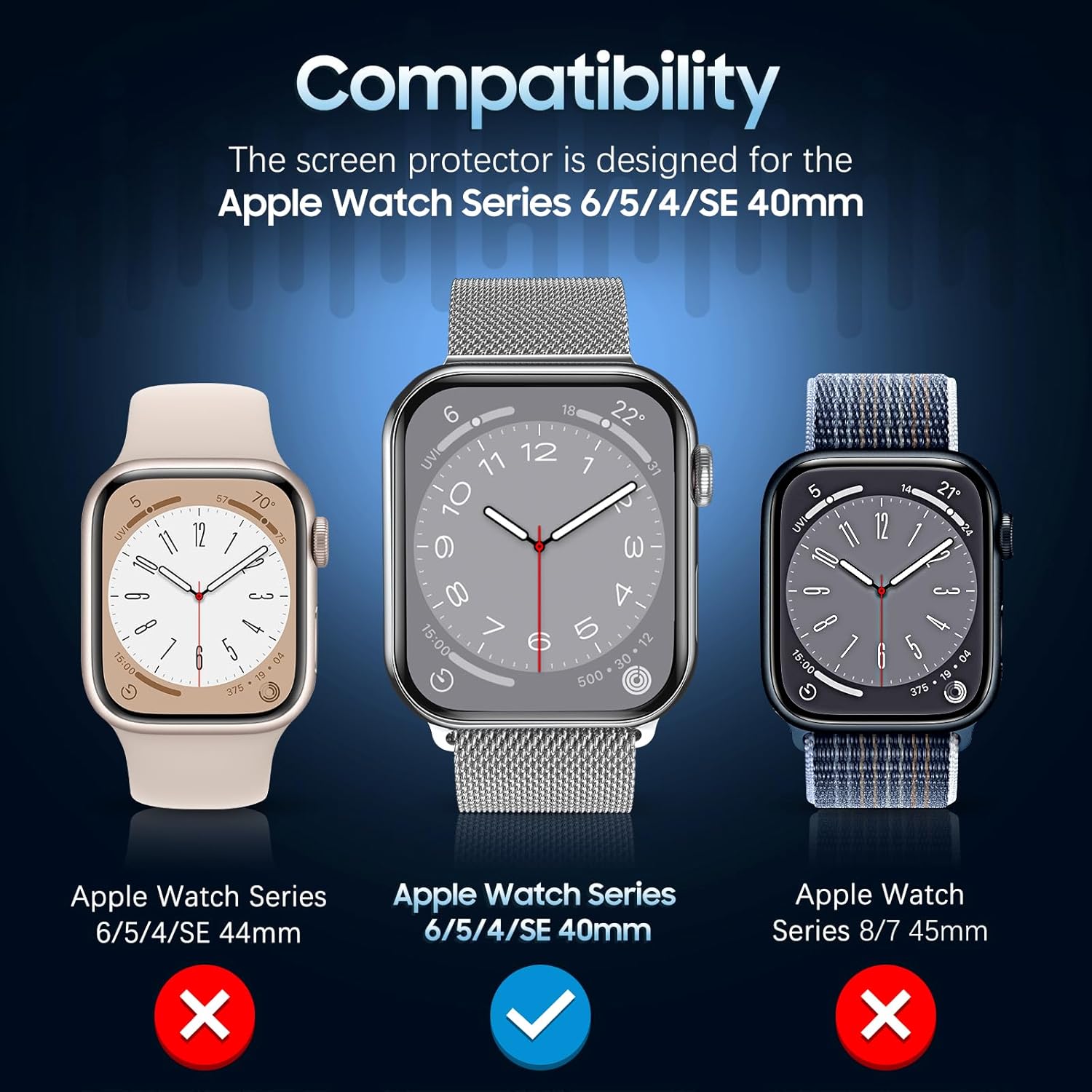 Detalle 2 de UniqueMe 6 Pack 40mm Apple Watch Screen Protectors – TPU, Ultra-Thin, Self-Healing & Case-Friendly