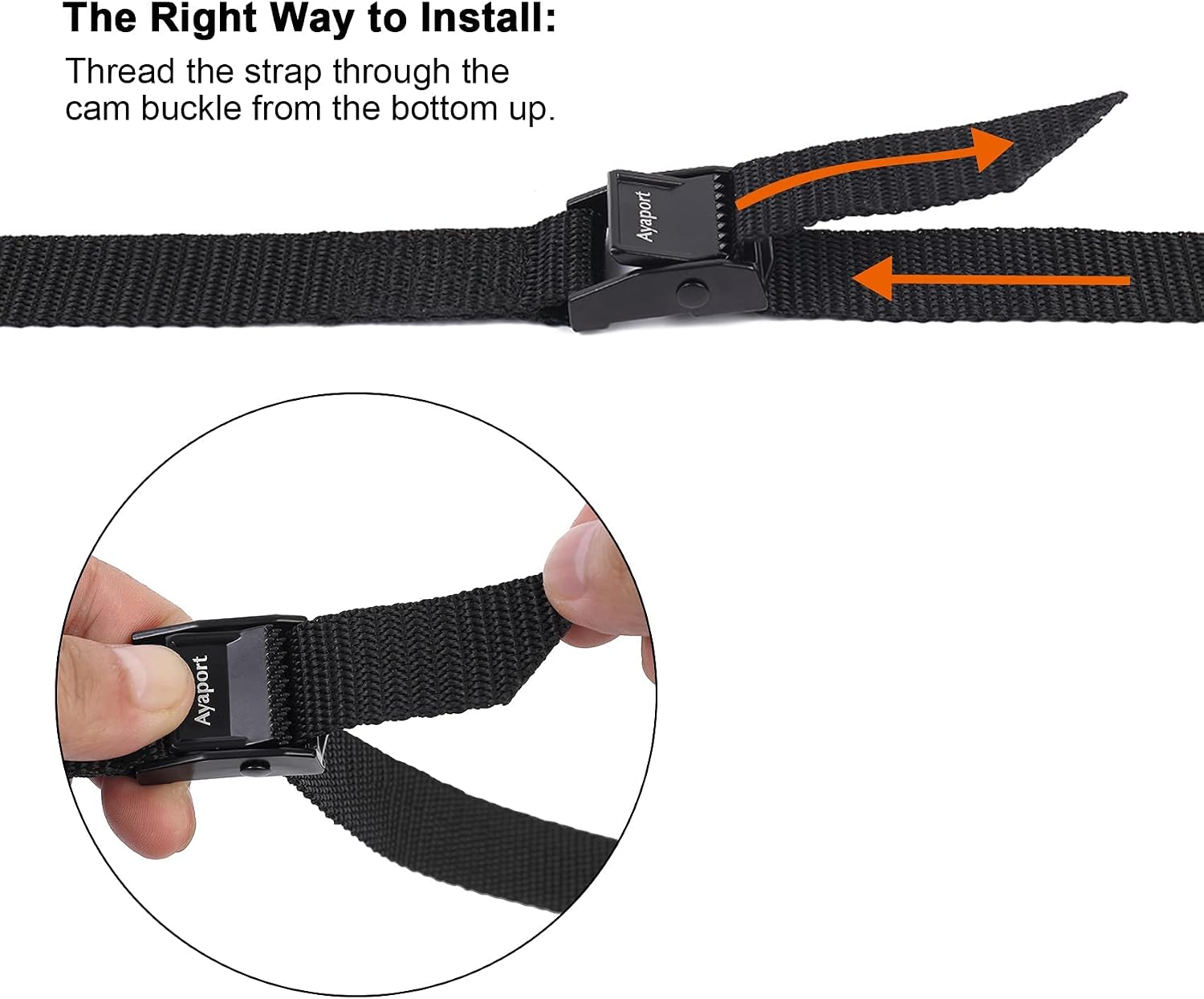Detalle de Ayaport Lashing Straps with Buckles – 4 Pack, 0.75" x 48", Cam Buckle Tie Down Cinch Straps