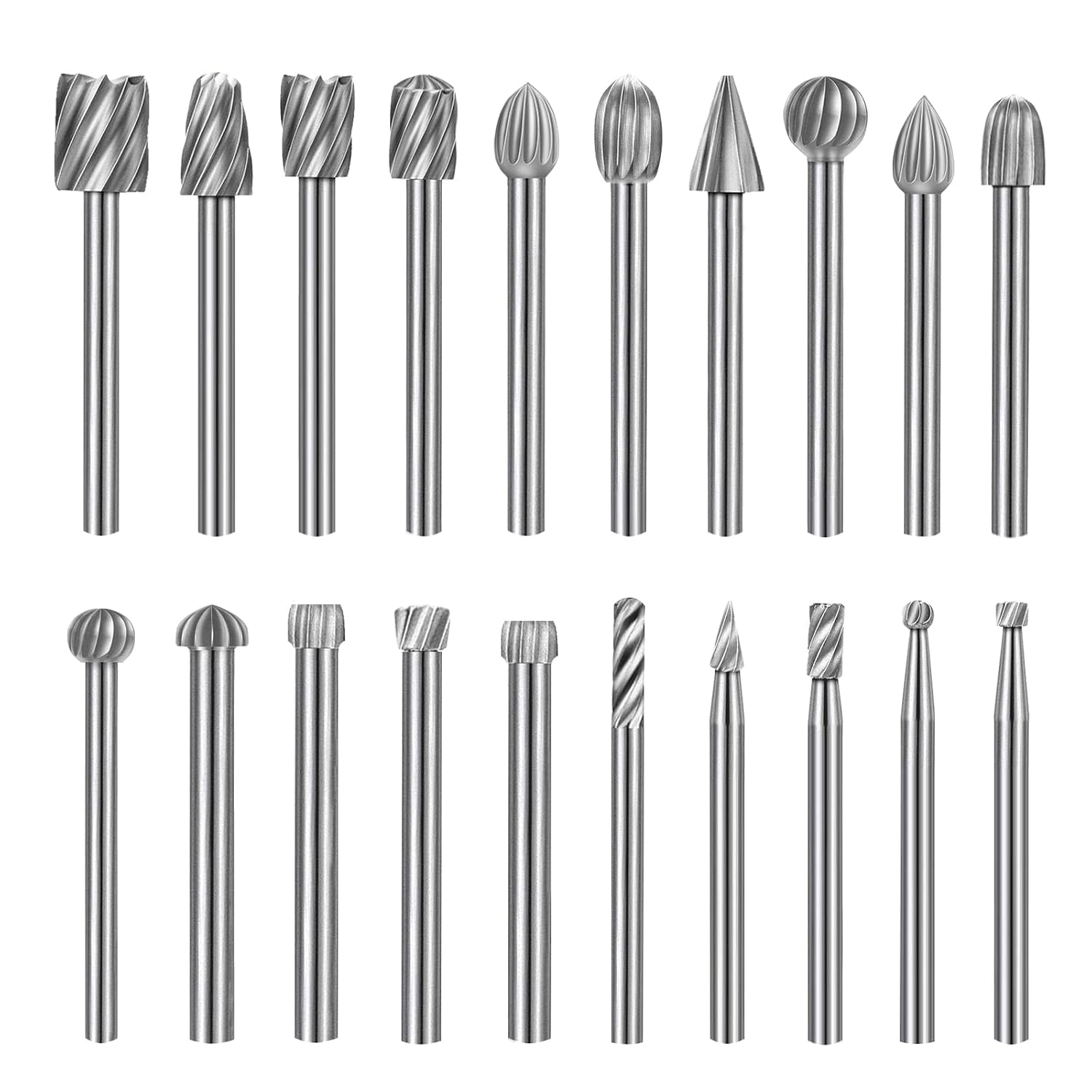 Detalle de YURINWOO HSS-fräsbitsset, 20 delar med 3 mm skaft för trä och gravyr