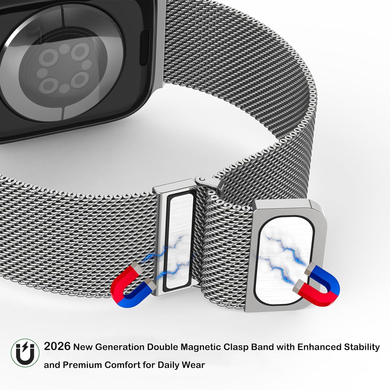 Thumbnail 1 de Yoohoo Milanese Loop for Apple Watch – Universal, adjustable stainless steel strap in titanium finish
