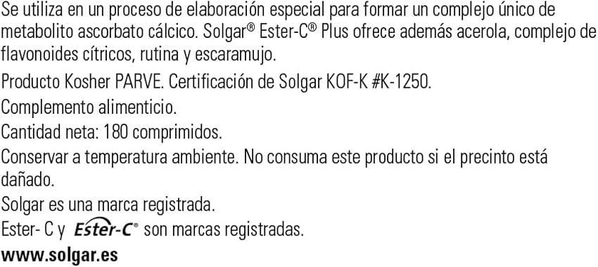 Thumbnail 1 de Solgar Ester-C Plus 1000 mg — Vitamina C 180 cápsulas 💊