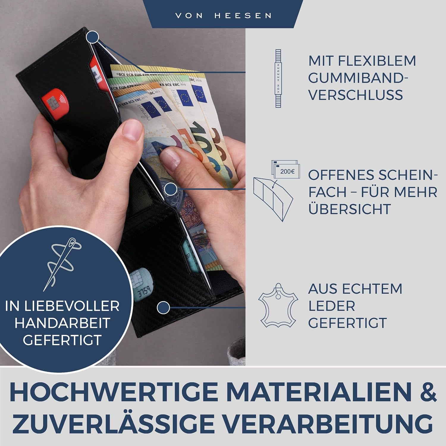 Thumbnail 3 de VON HEESEN Slim Wallet 9 x 7 x 1,8 cm