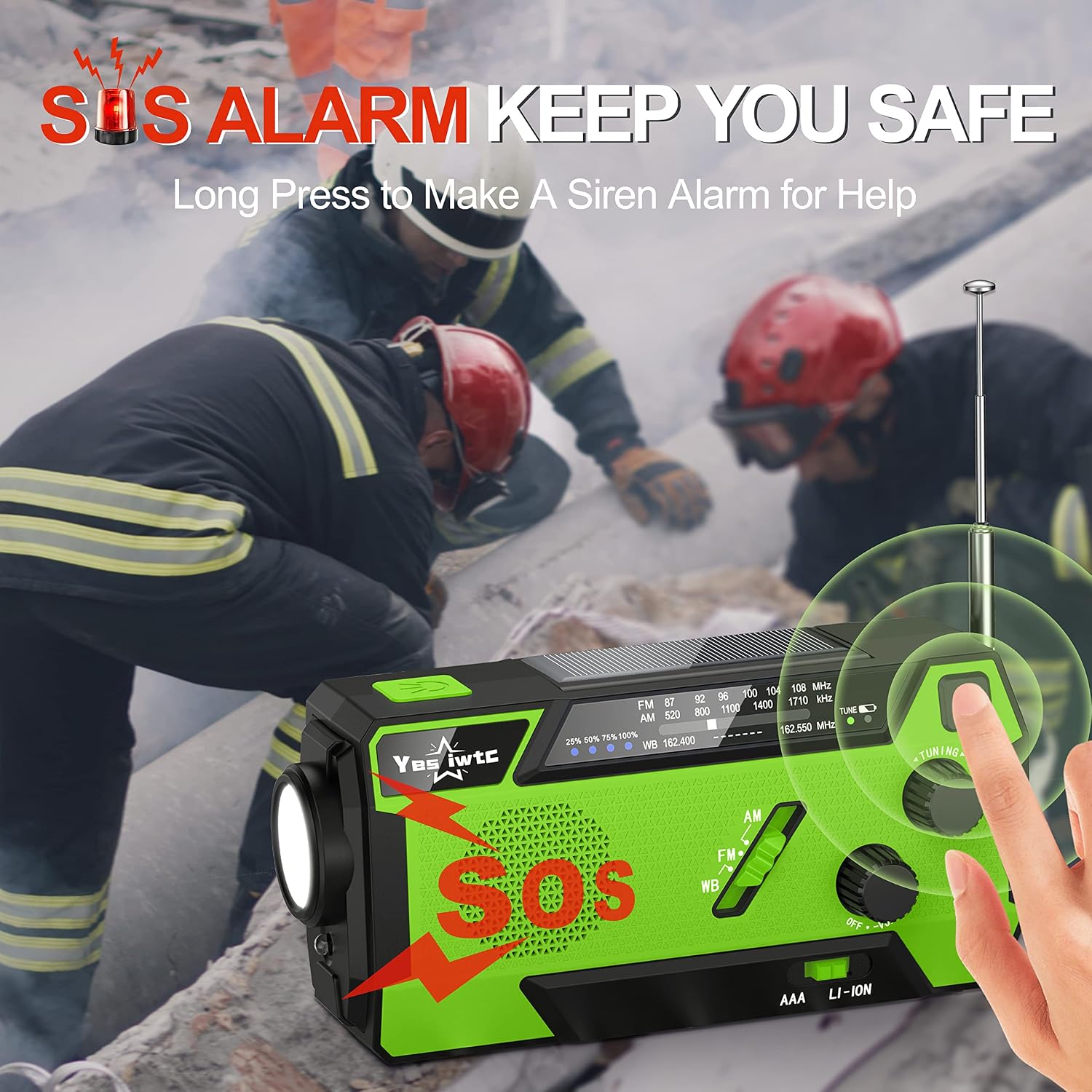 Thumbnail 3 de yesiwtc E30G-VINE NOAA Weather Radio, 7400mWh, Solar, Hand Crank and SOS