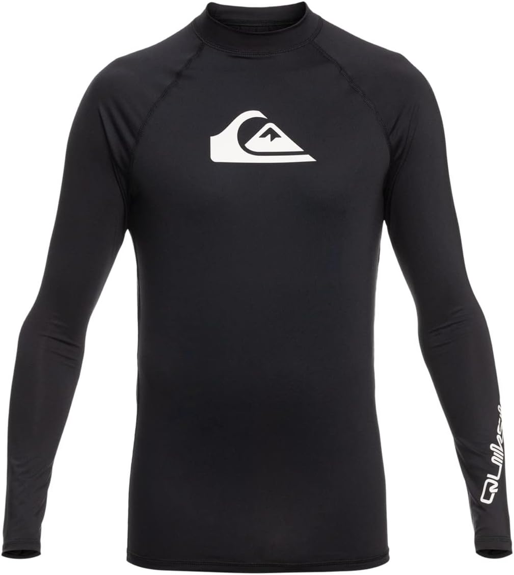 Detalle de Quiksilver All Time Rashguard Surf Tee für Männer – UPF 50, recyceltes Garn, salzwasserresistent