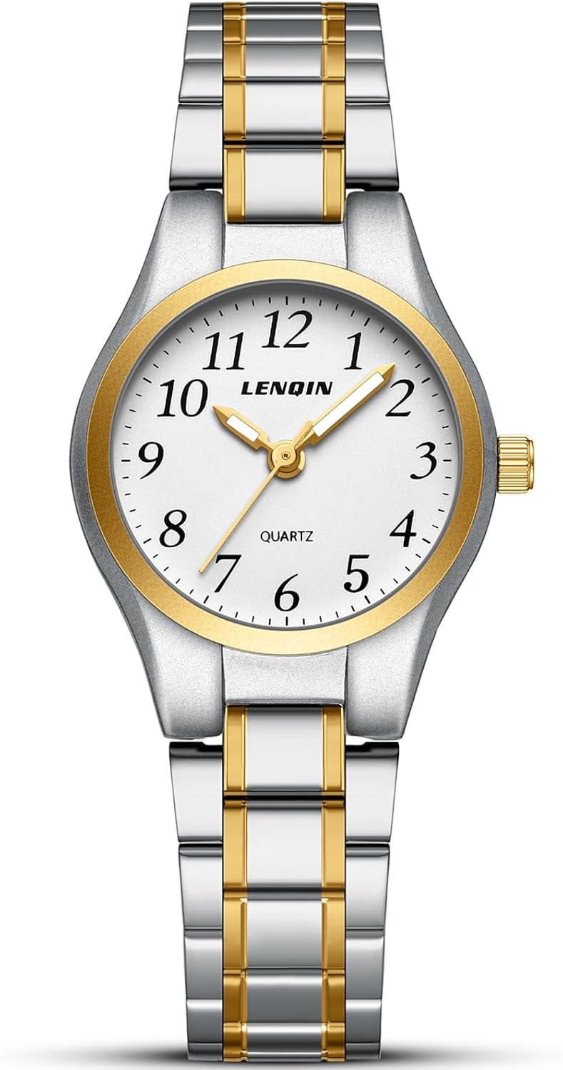 Detalle de LENQIN Damenuhr Edelstahl klassisch analog