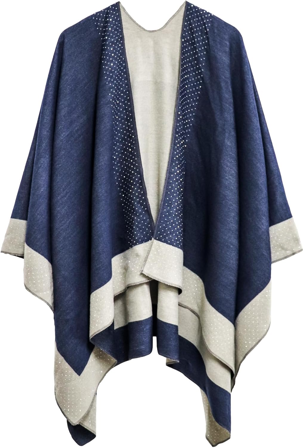 Thumbnail 5 de Miaikvs Women Poncho: Reversible Oversized Cardigan Blanket with Rhinestone Shawl