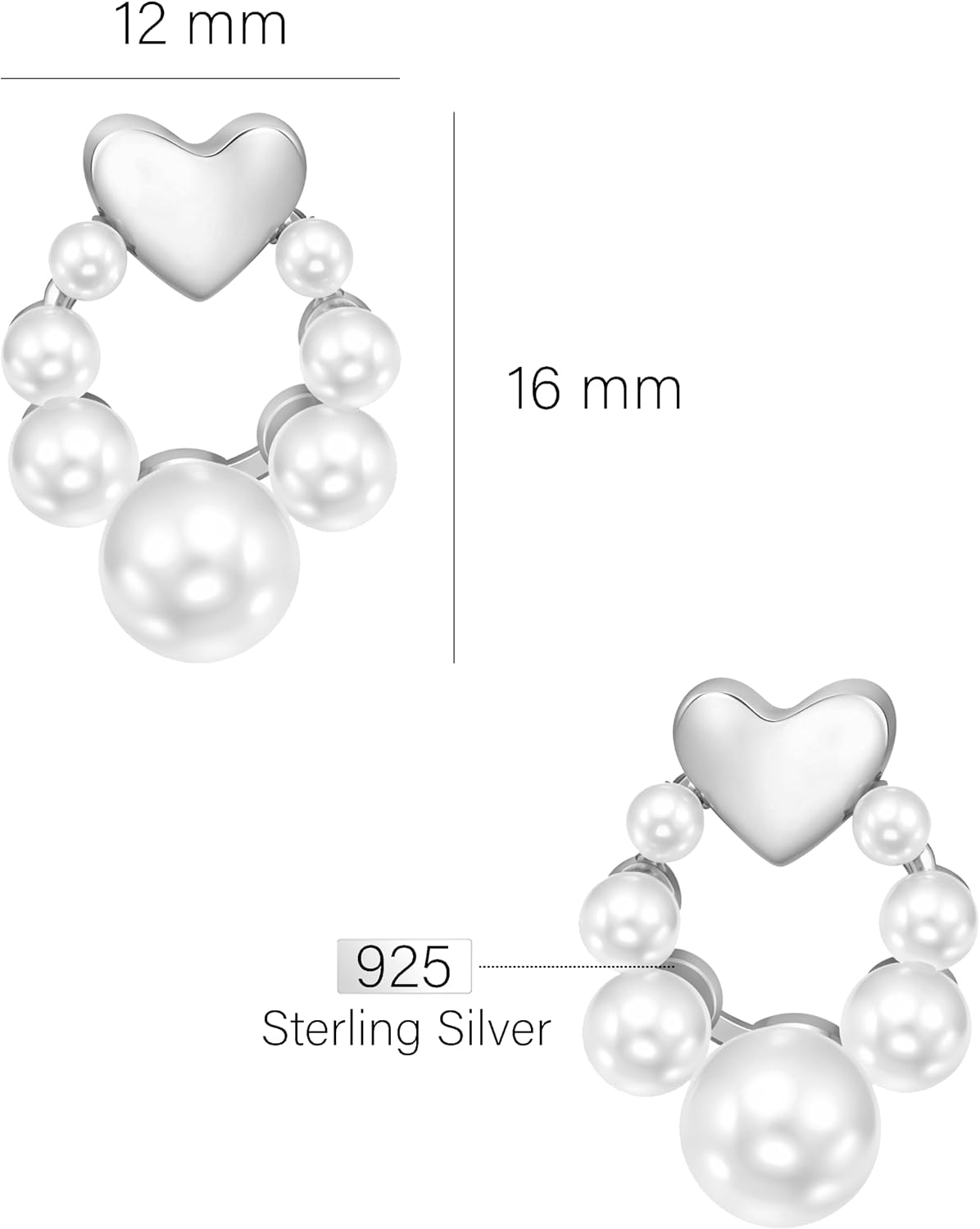 Detalle 2 de SOFIA MILANI Orecchini Argento 925 Cuore Perla