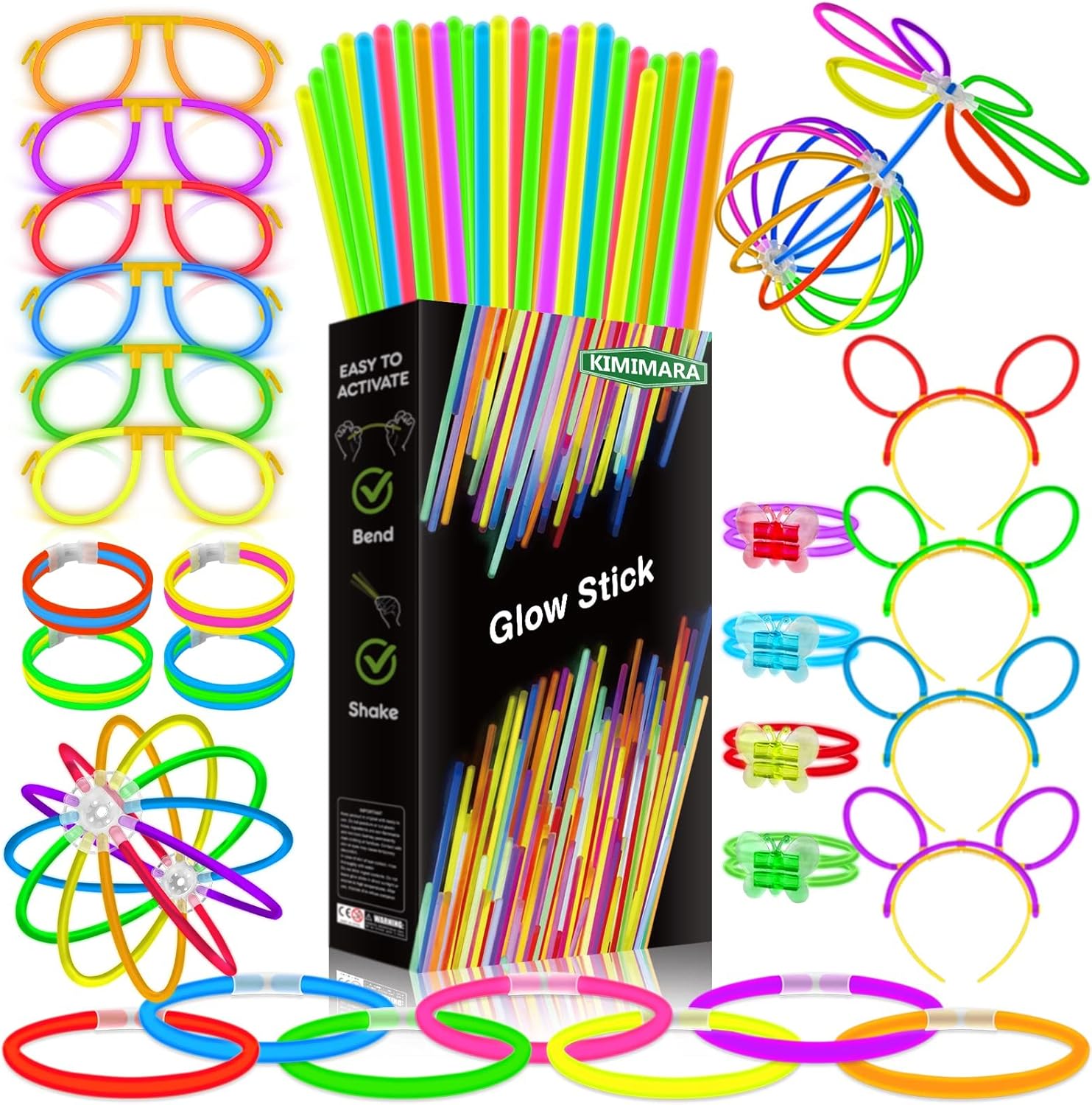 Thumbnail 6 de Kimimara Knicklichter Party-Set für Kinder – 200 Leuchtstäbe mit 200 Verbindern in 7 Farben