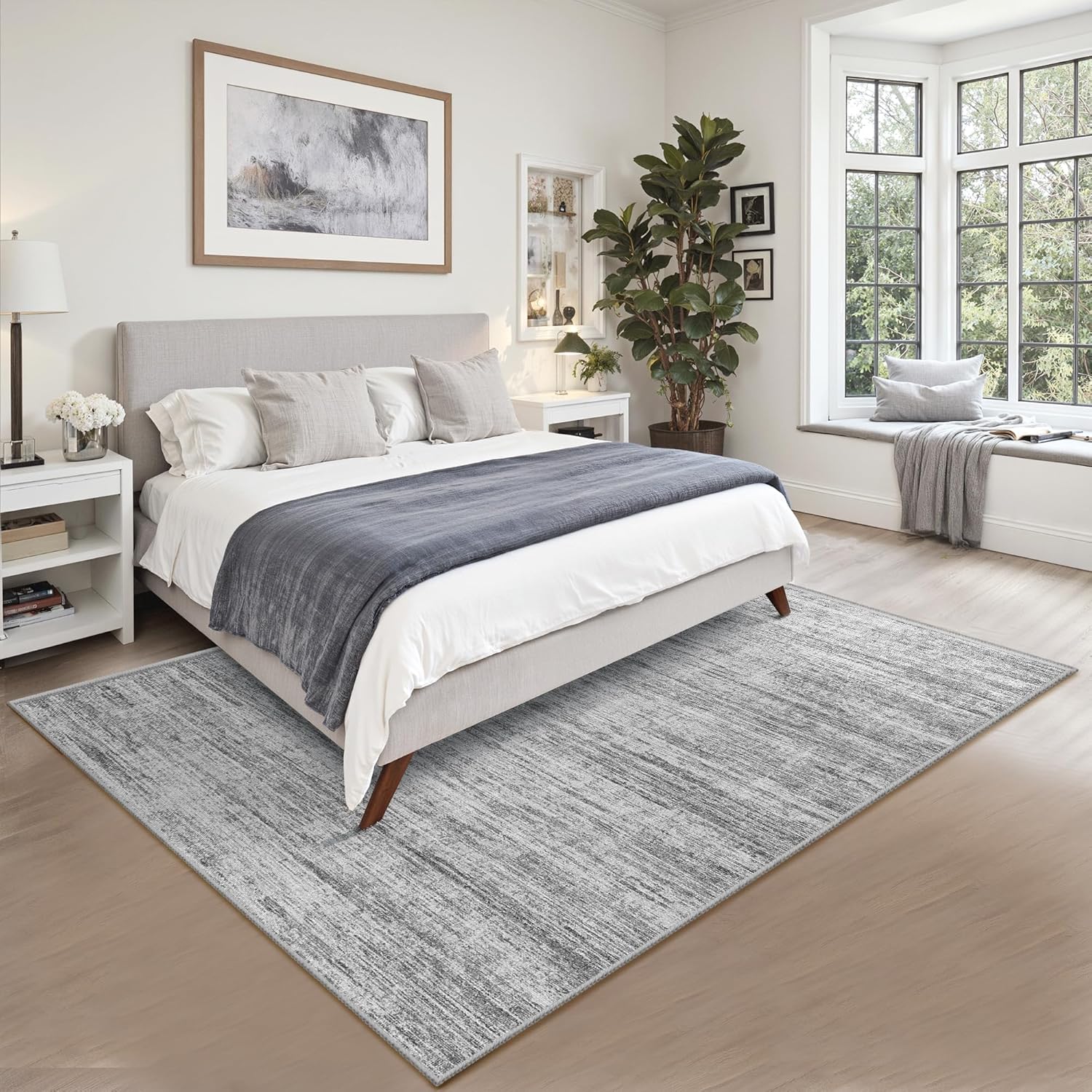 Thumbnail 5 de Kearoat 5x7 Ultra-Thin Washable Area Rug (Non-Slip, Low Pile, Abstract Print)