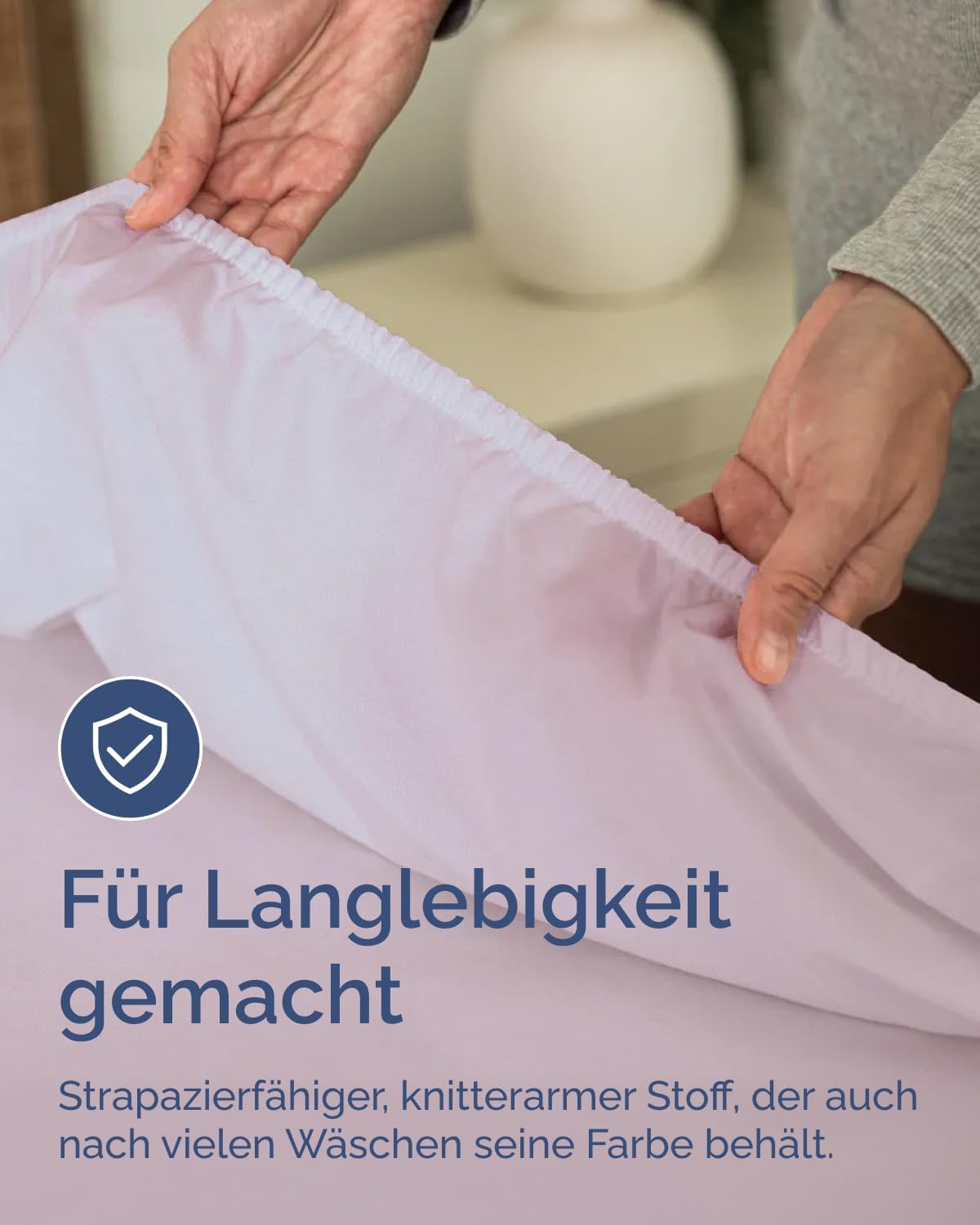 Thumbnail 5 de Spannbettlaken 200x200 cm extra tief – Mikrofaser-Polyester bis 40 cm Matratzenhöhe (Lavendel hell) – OEKO-TEX