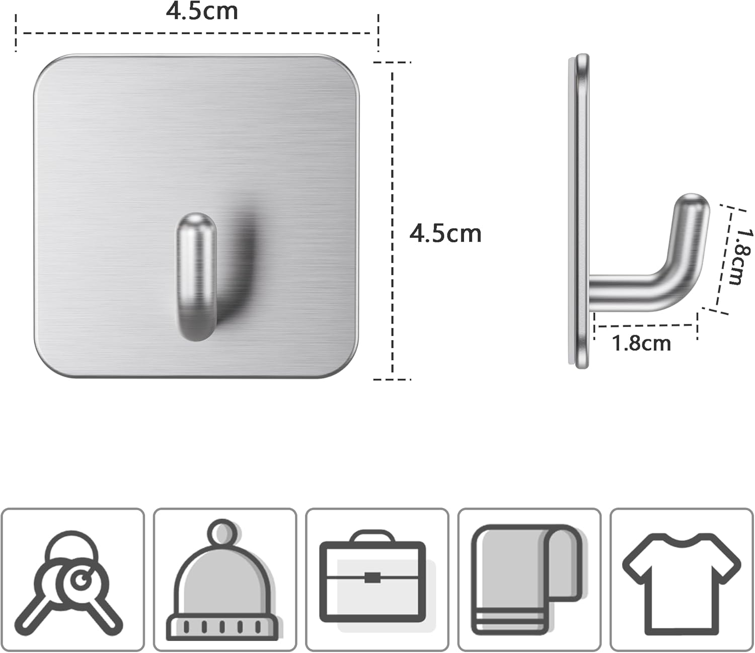 Detalle 2 de Aikzik 6 Pack Self Adhesive Hooks 8kg