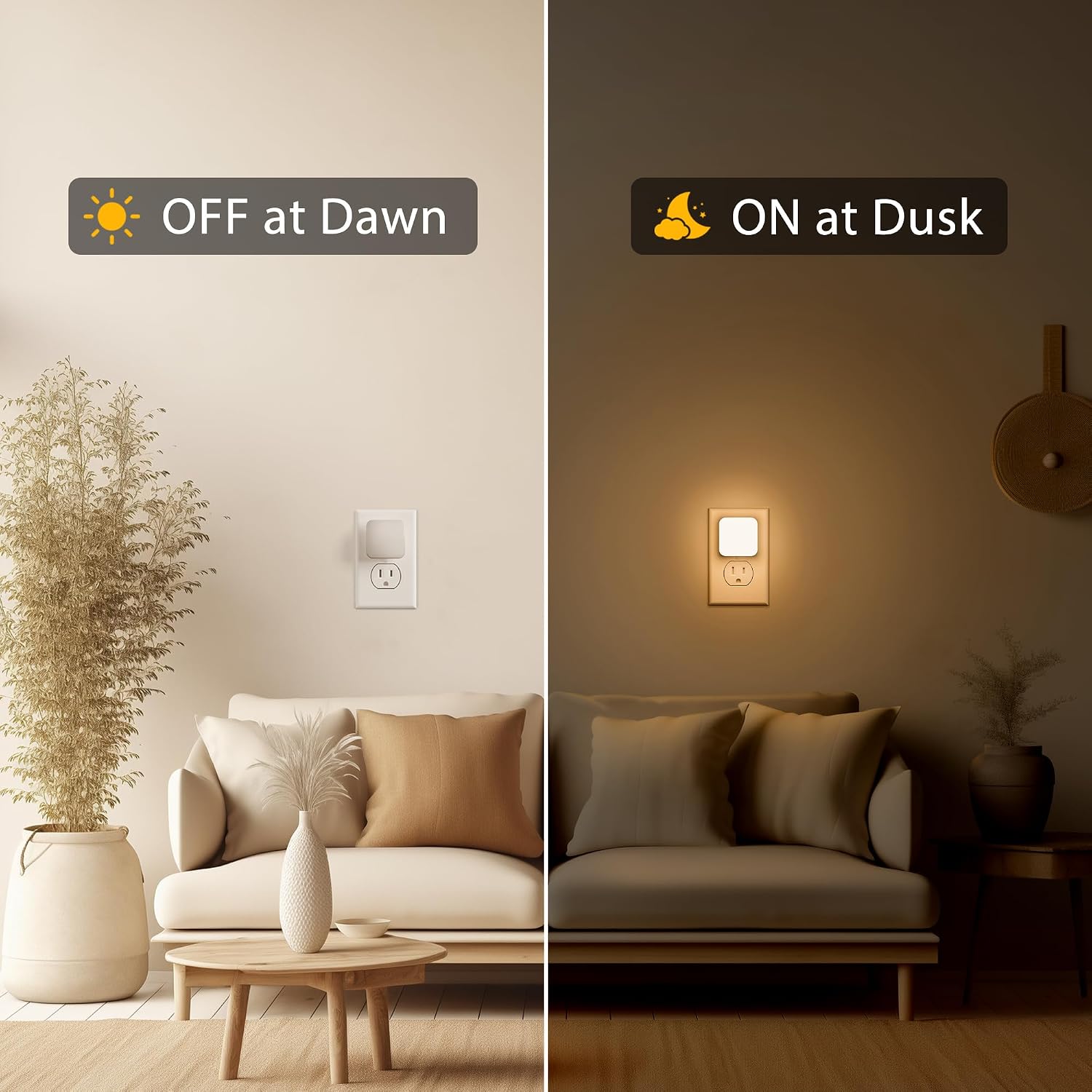 Detalle 2 de Briignite IP104 LED Plug-In Night Lights, 4-Pack, 3000K Warm White