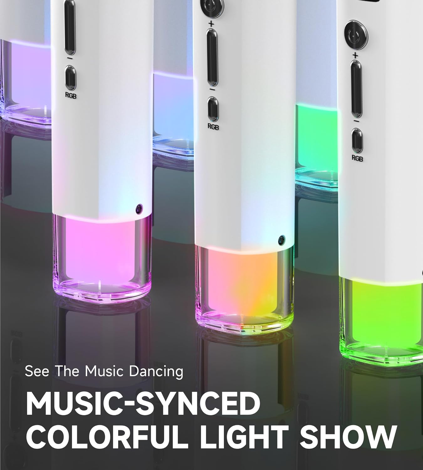 Detalle 2 de ECHOMUSSY YA-07 Dual Wireless Karaoke Microphones with RGB Lights