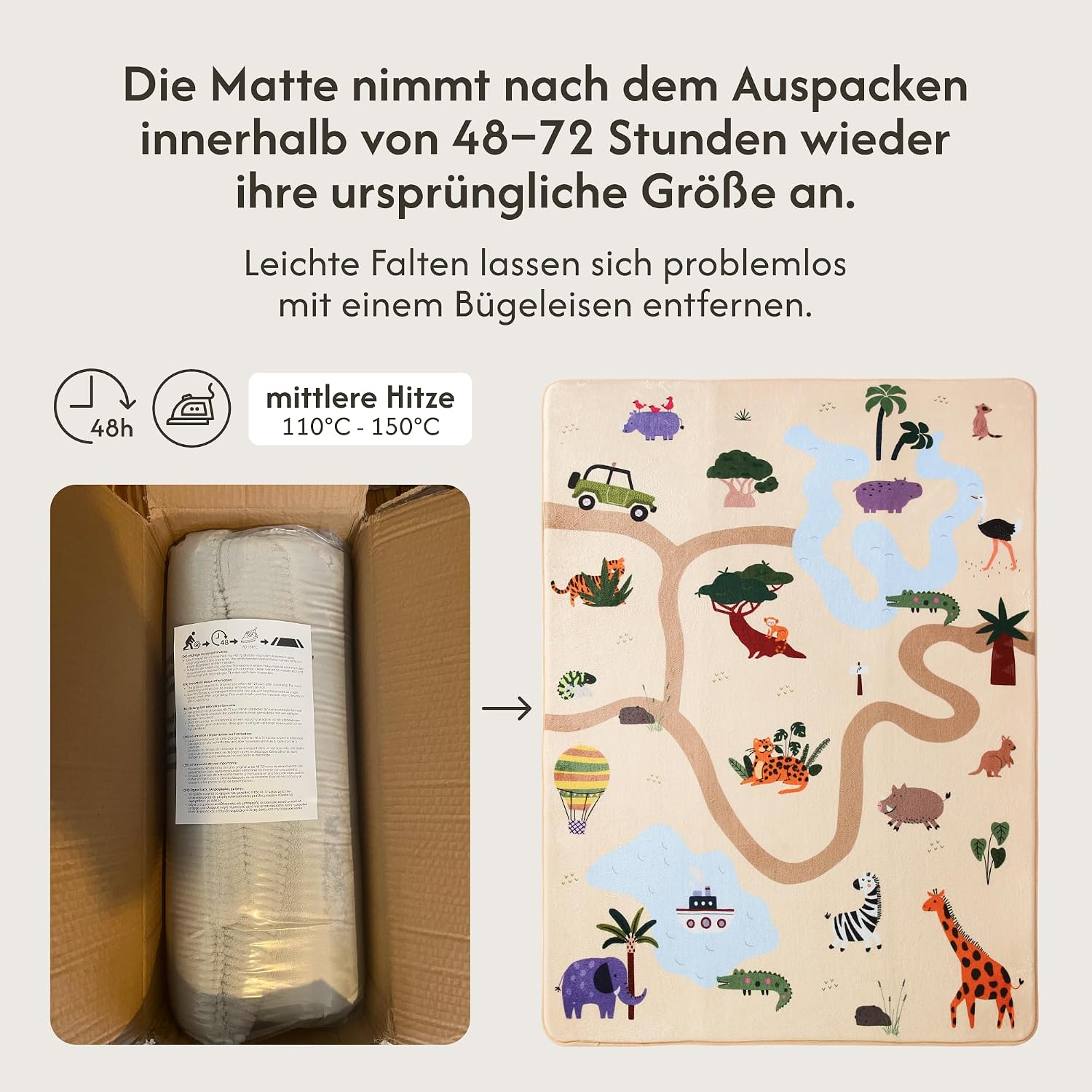 Detalle de Wolkenweiche Matte Baby 160x120x1,5 cm – Kinderzimmer-Teppich mit Memory-Schaum und rutschfester Unterseite