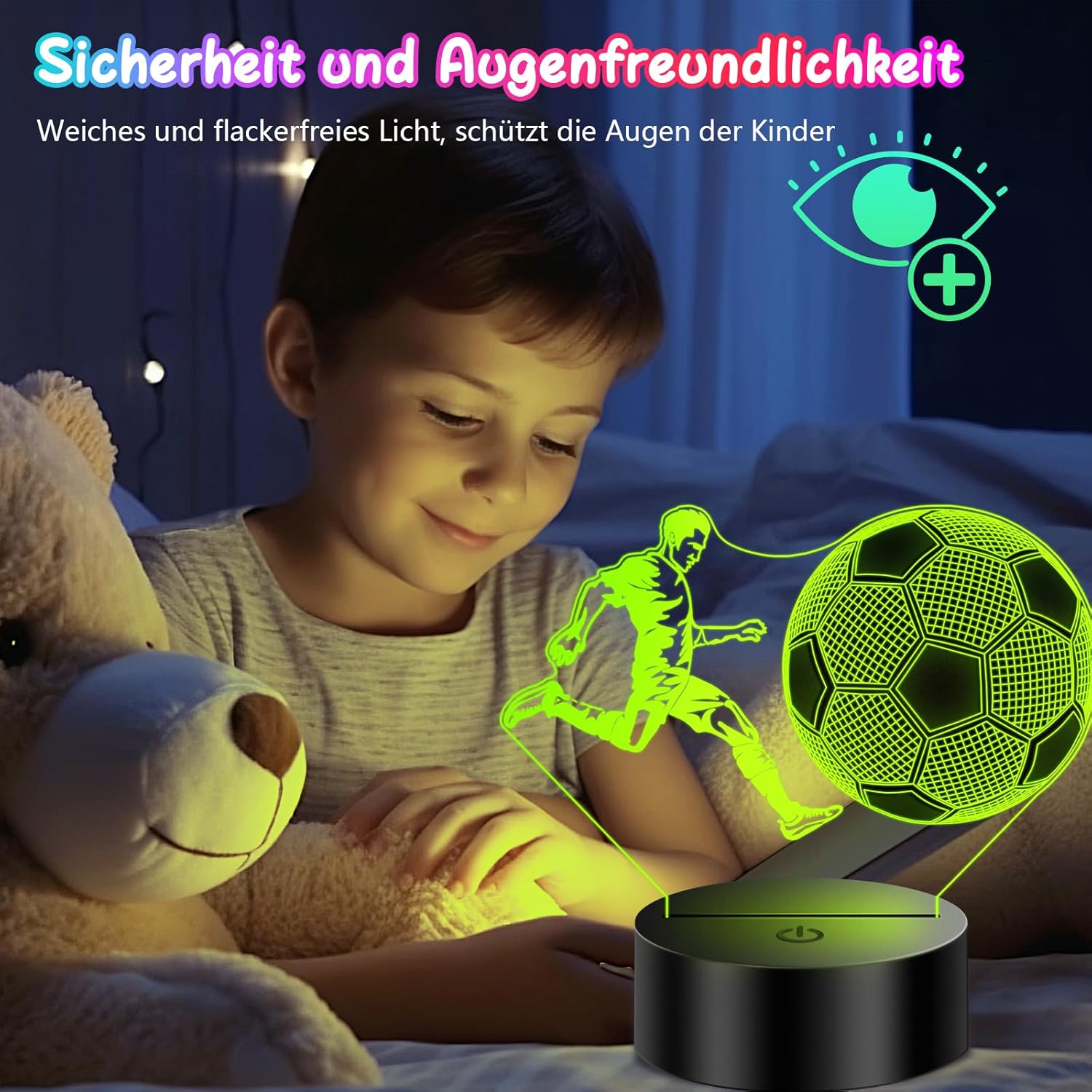 Thumbnail 6 de Polemera Fußball Nachtlicht 3D mit 16 Farben