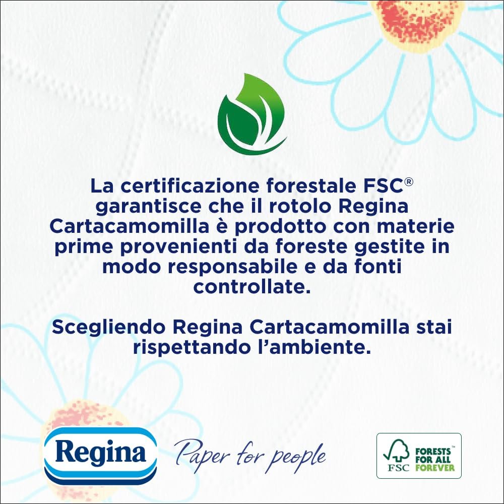 Detalle de Regina Cartacamomilla: 60 rotoli di carta igienica a 3 veli, morbidezza e profumo delicato (FSC)