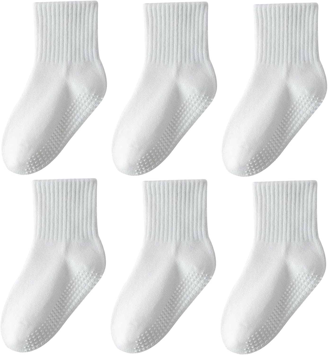 Detalle de Wamvp Toddler Grip Socks, Cotton Crew with Seamless Toe, 6 Pairs