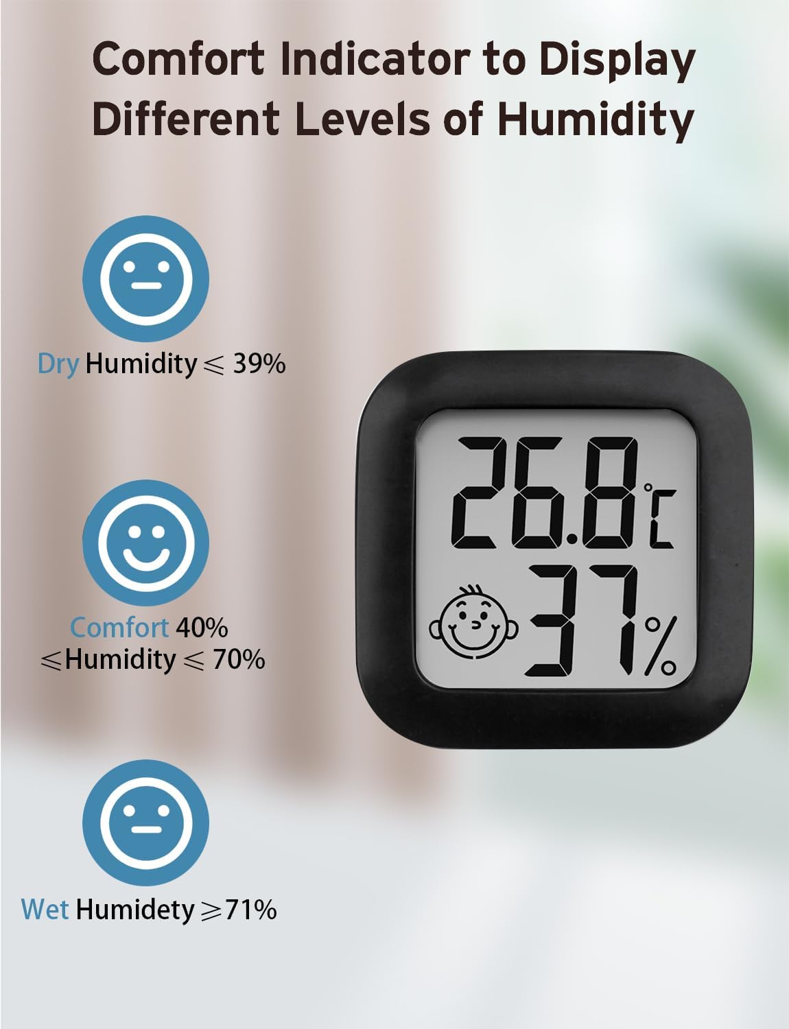 Thumbnail 3 de Houdian 2-teiliges Mini-Thermo-Hygrometer: Digitaler Temperatur- und Feuchtigkeitsmesser fürs Zuhause