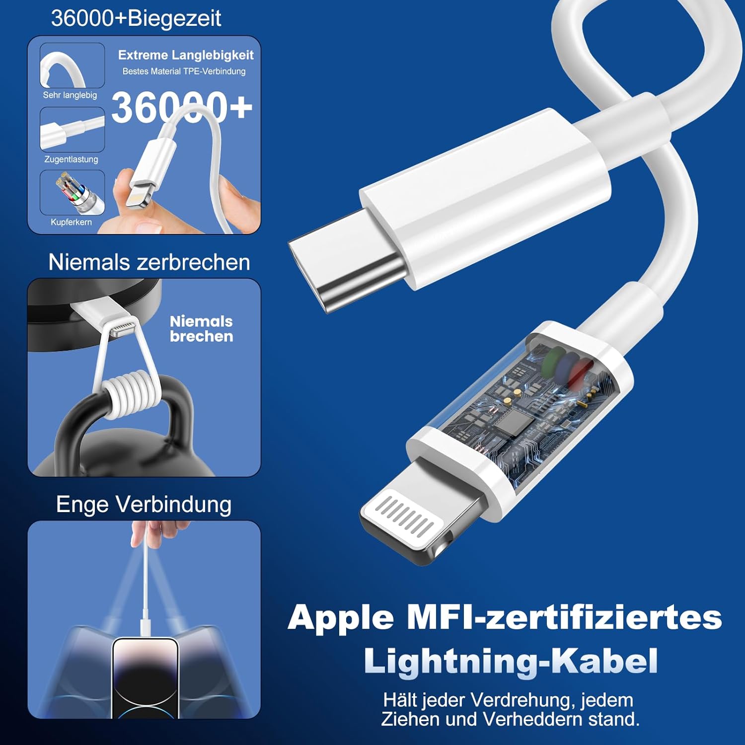 Thumbnail 2 de Apple iPhone Ladekabel 25W MFi-Zertifiziert 2er Pack