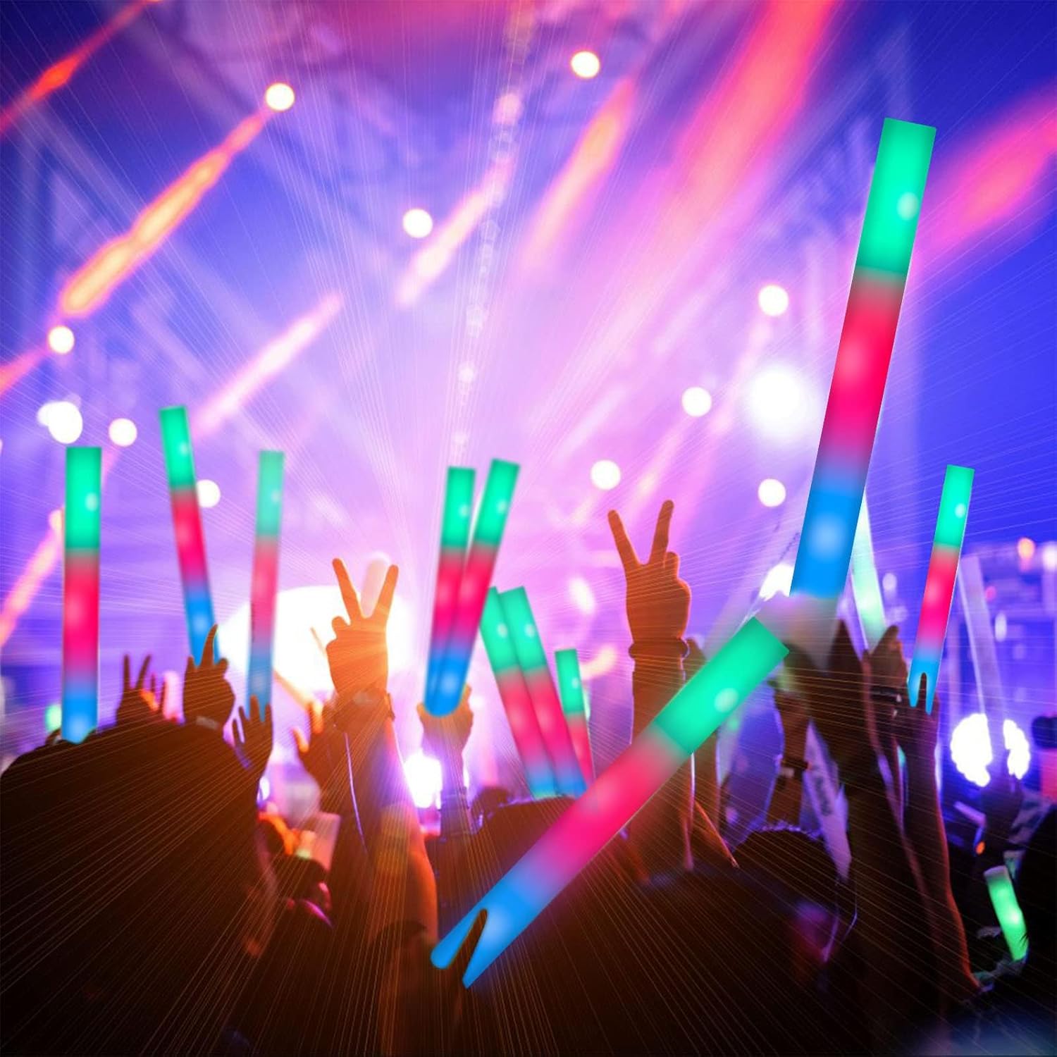 Thumbnail 1 de SHQDD 210 PCS Foam Glow Sticks with 3 Flash Modes: Safe, Writeable Party Lights for Weddings, Raves, and More