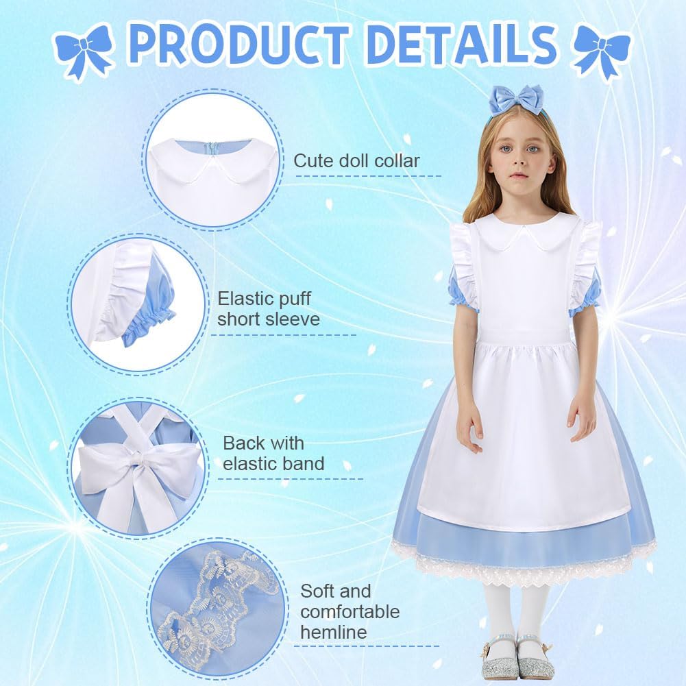 Detalle 2 de Vestito Alice Bambina di Aomig – Costume Alice nel Paese delle Meraviglie