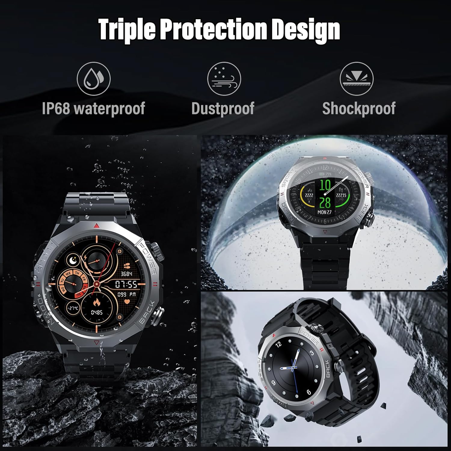 Thumbnail 5 de Smartwatch Uomo Donna Bluetooth 5.4 1.39" IP68 con chiamate, cardio e 110+ modalità sportive (GloryFit), nero