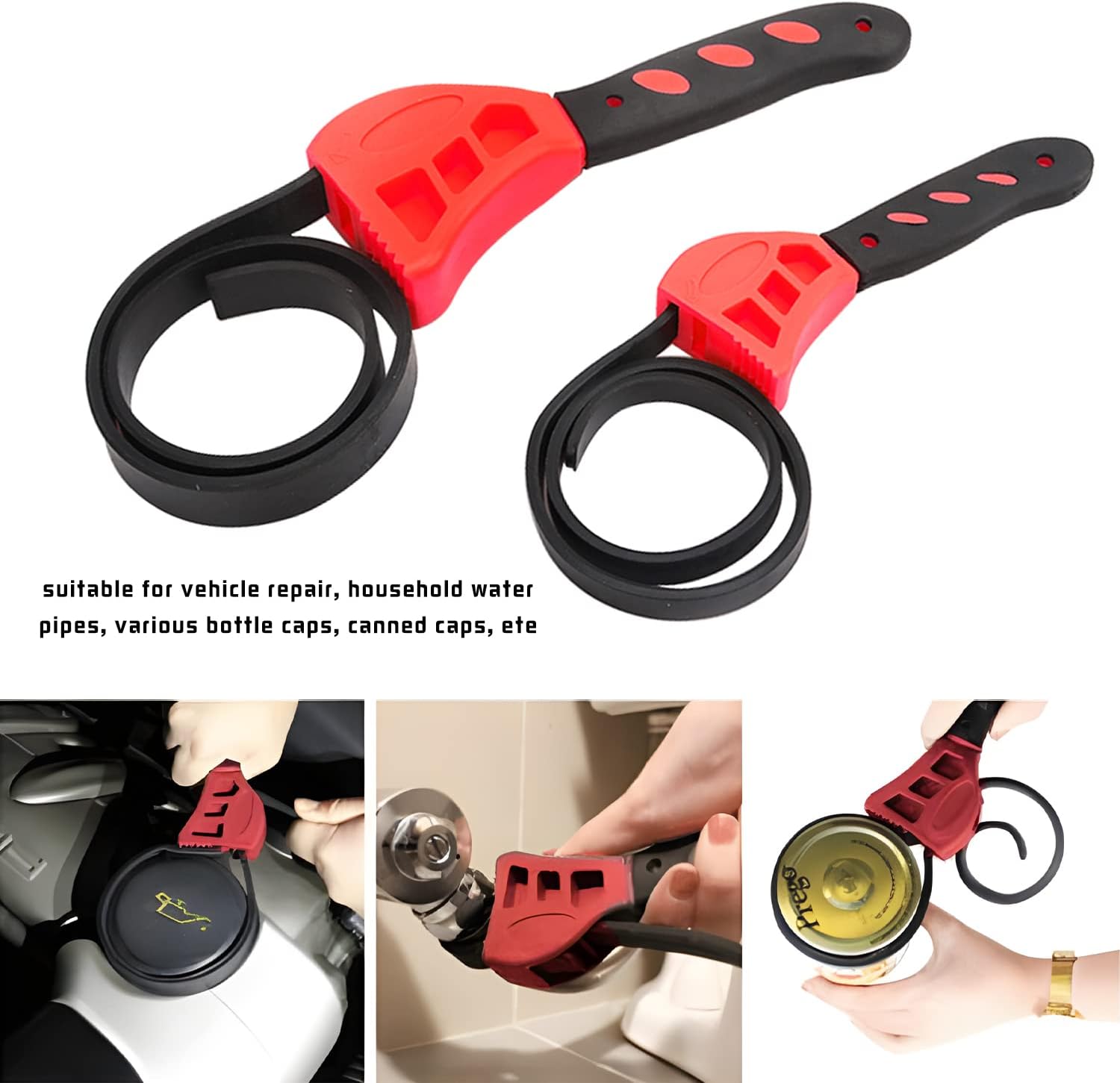 Detalle de FUSHUI 2 Pack Oil Filter Strap Wrench: Versatile Belt Wrenches for Car Maintenance