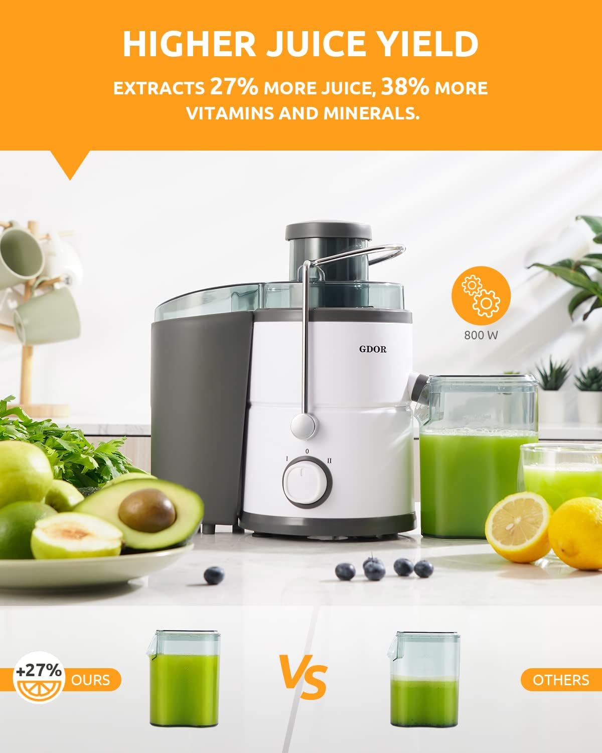 Detalle 2 de GDOR 800W Juicer 🧃